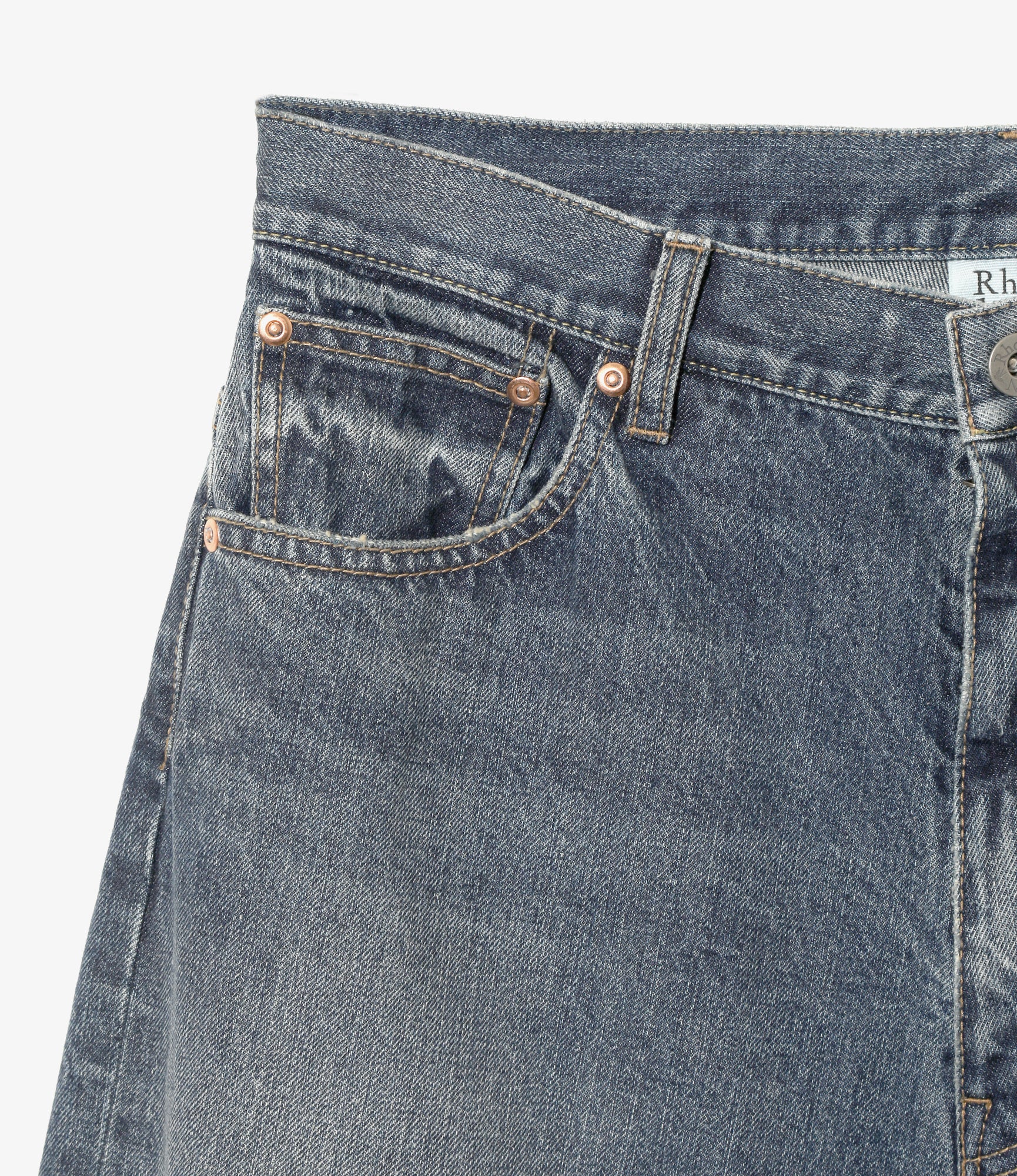 5 Pockets Pant – Indigo Damaged Denim - Image 2