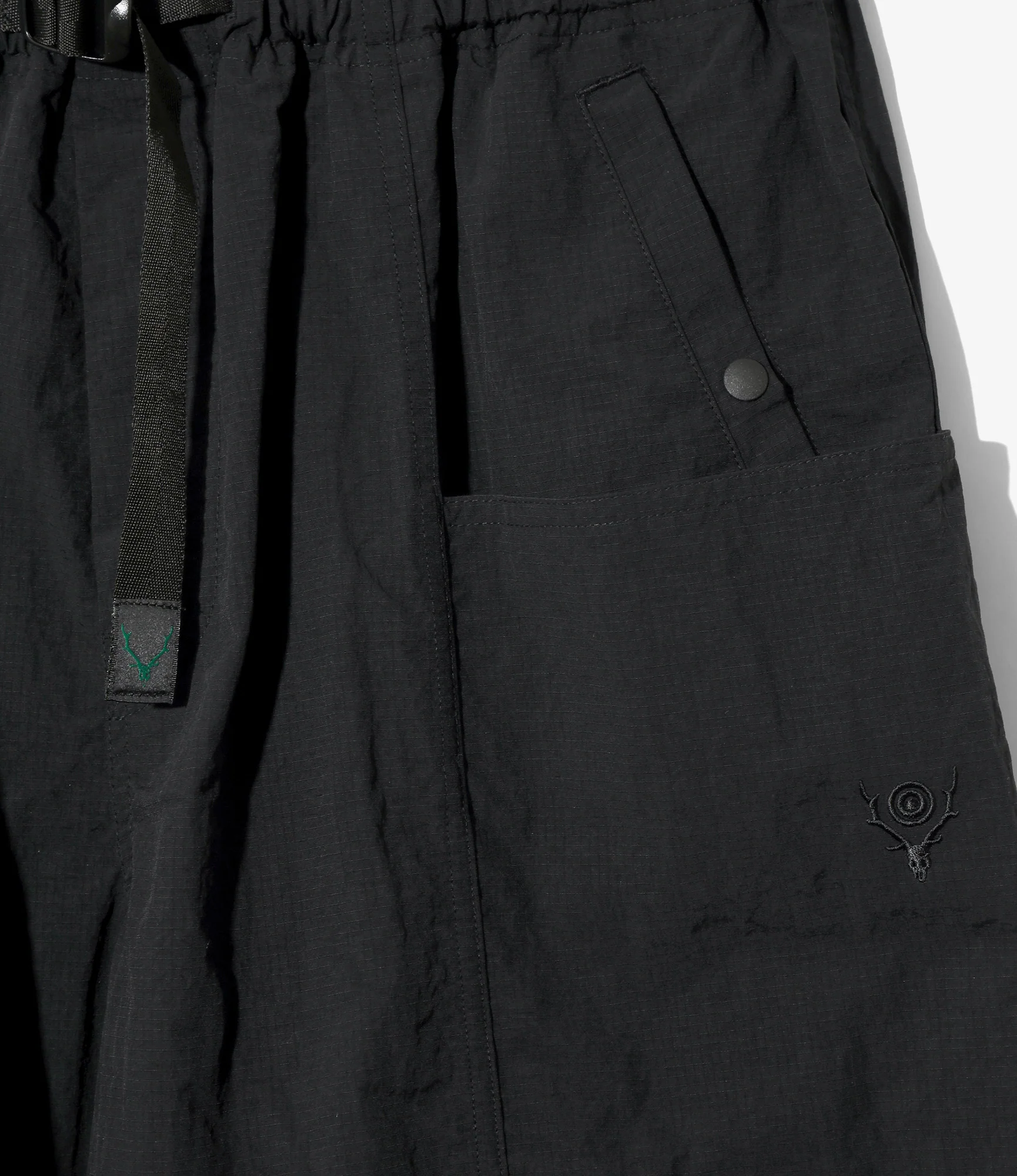 Belted Centre Seam Pant – Black Ripstop Nylon - Image 2