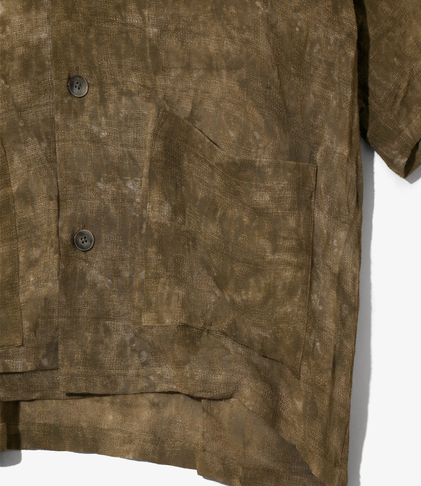 Cabana Short Sleeve Shirt – Olive Uneven Dyed Mesh - Image 3