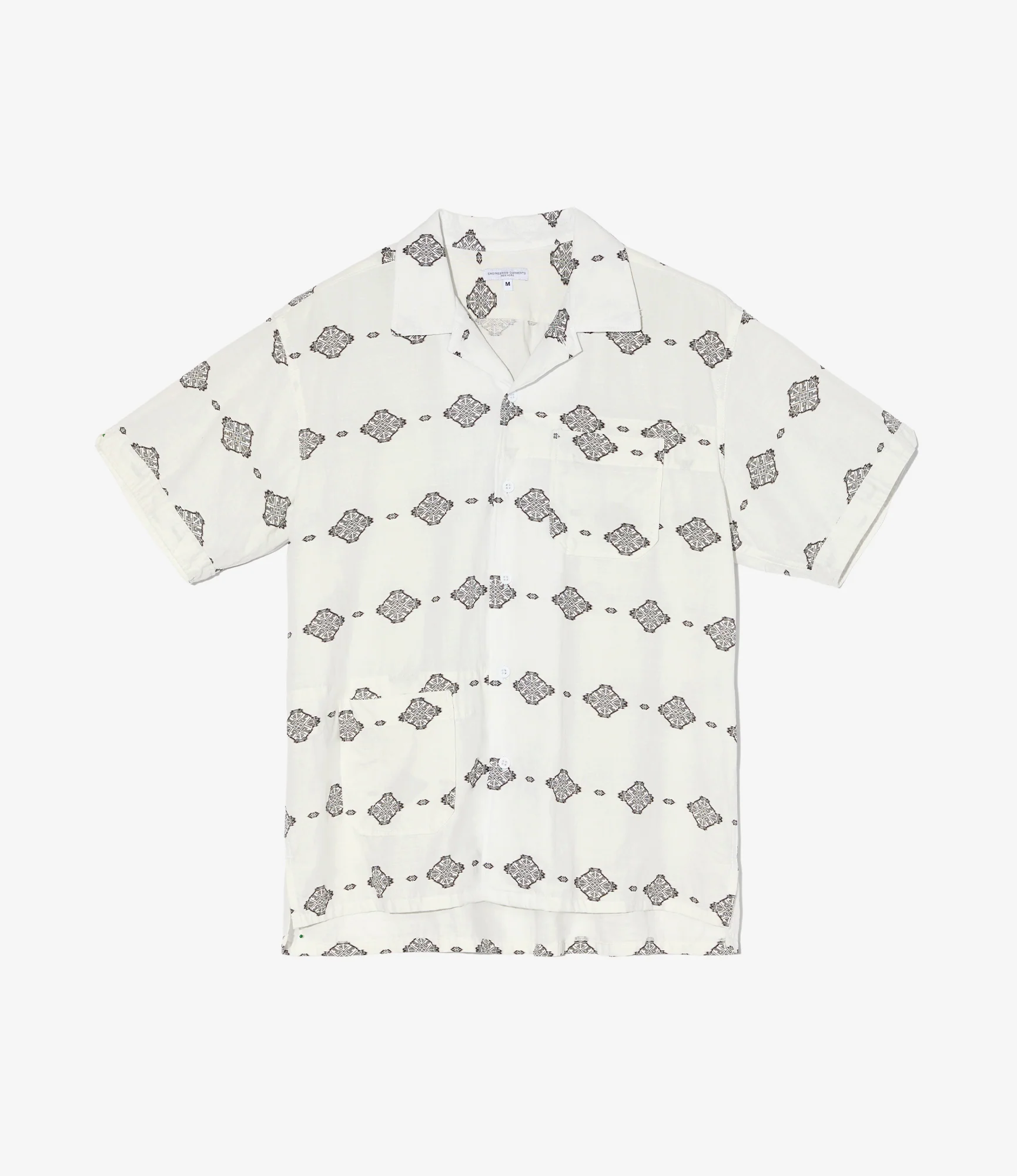 Camp Shirt – White Ikat Print