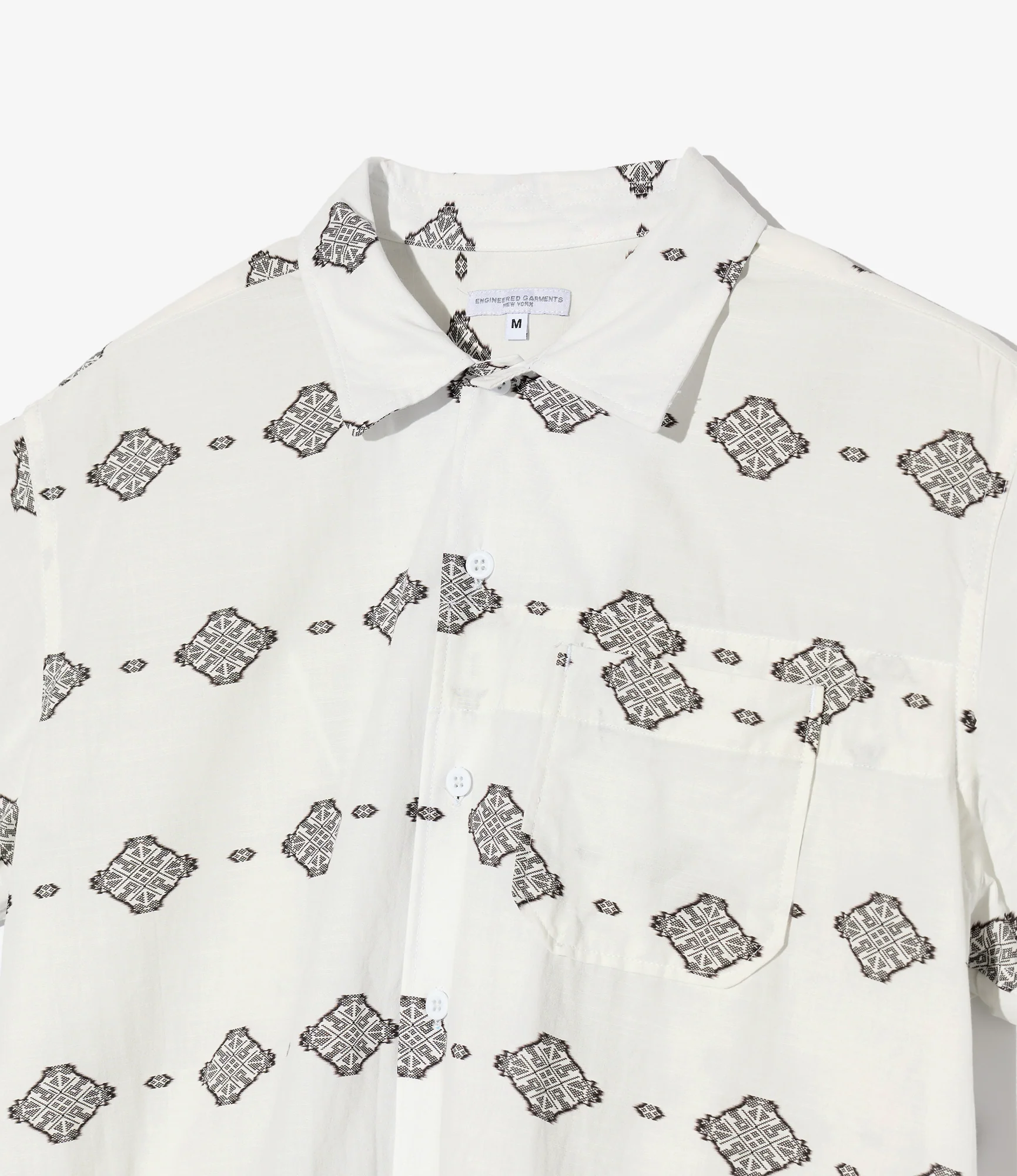Camp Shirt – White Ikat Print - Image 4