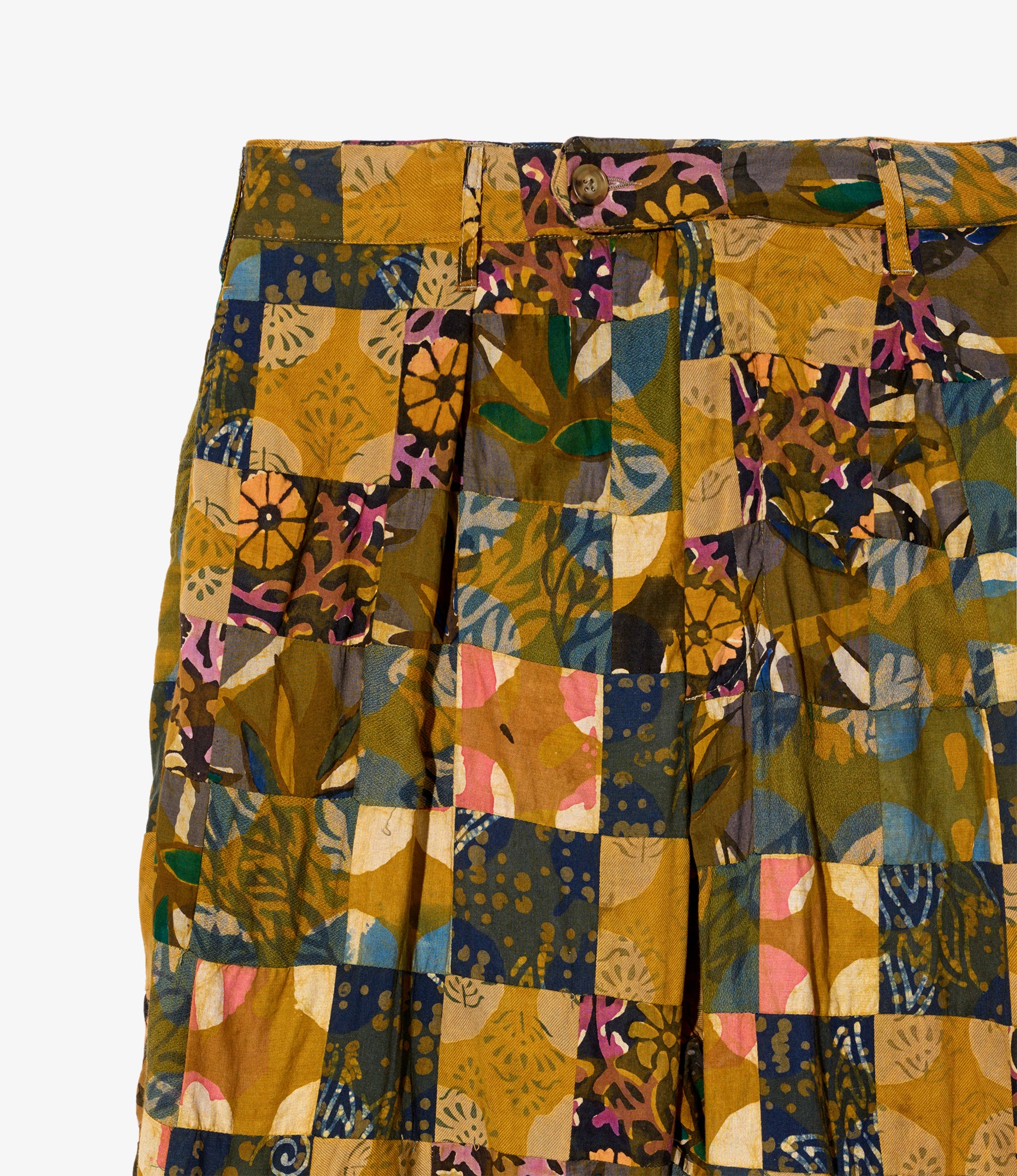 Carlyle Pant – Olive Mixed Pattern Patchwork - Image 3