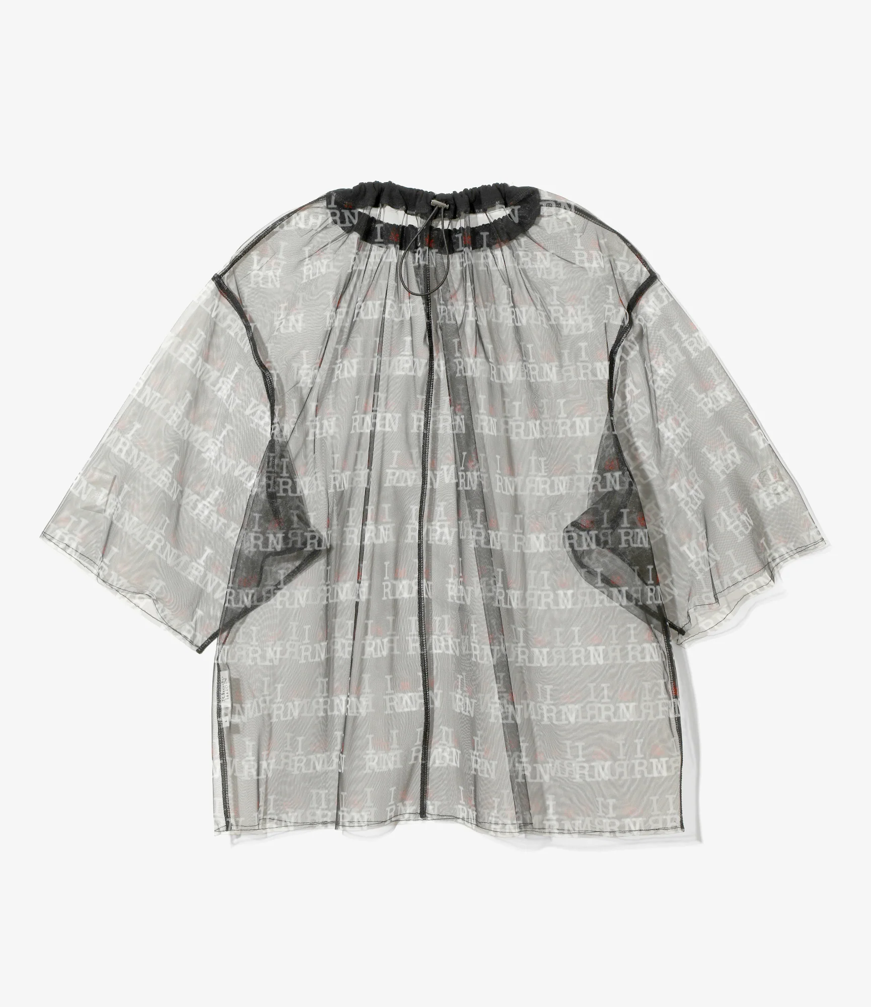 Crew Neck Shirt – Black Printed Tulle - Image 3