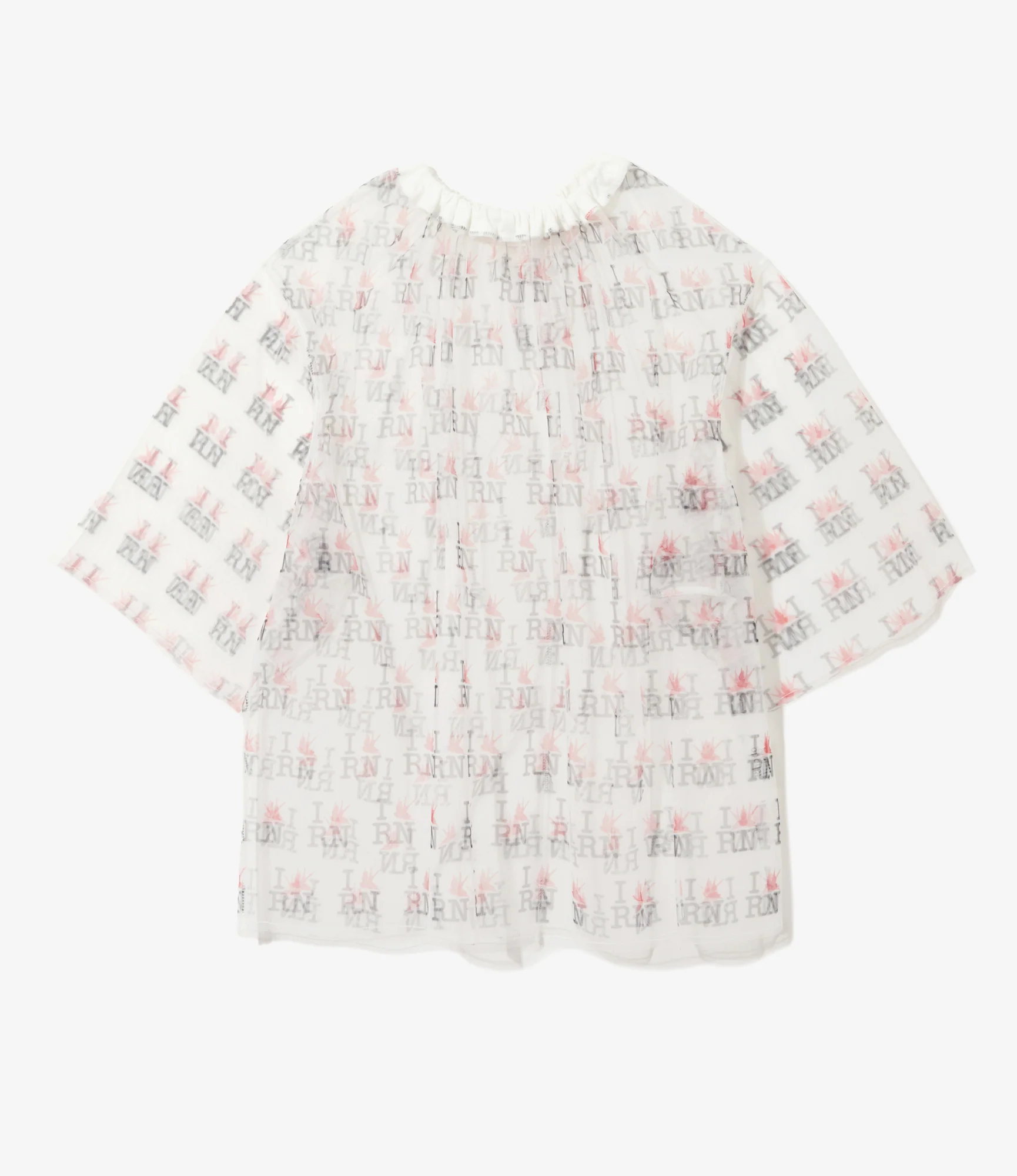 Crew Neck Shirt – Off White Printed Tulle