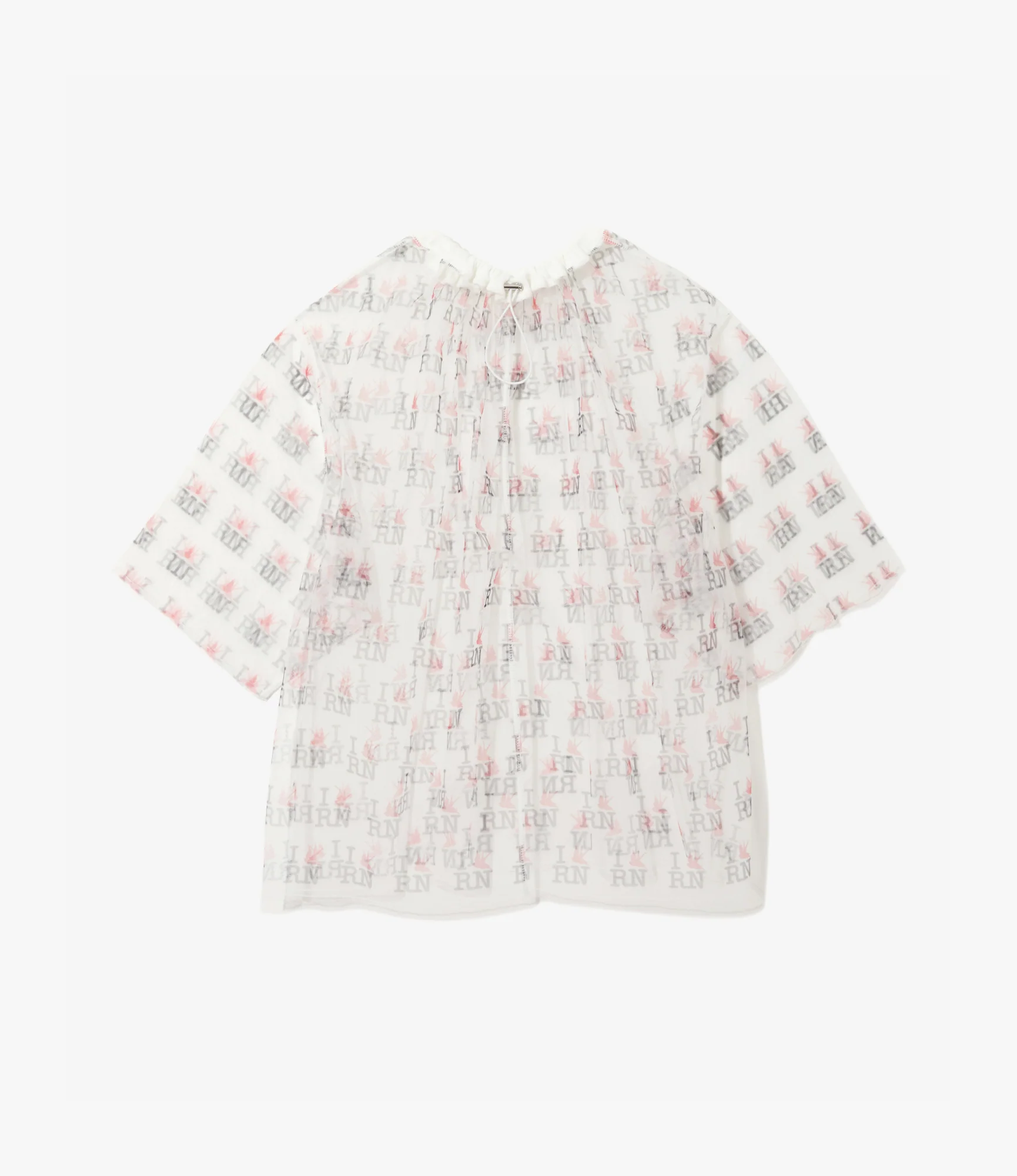 Crew Neck Shirt – Off White Printed Tulle - Image 3