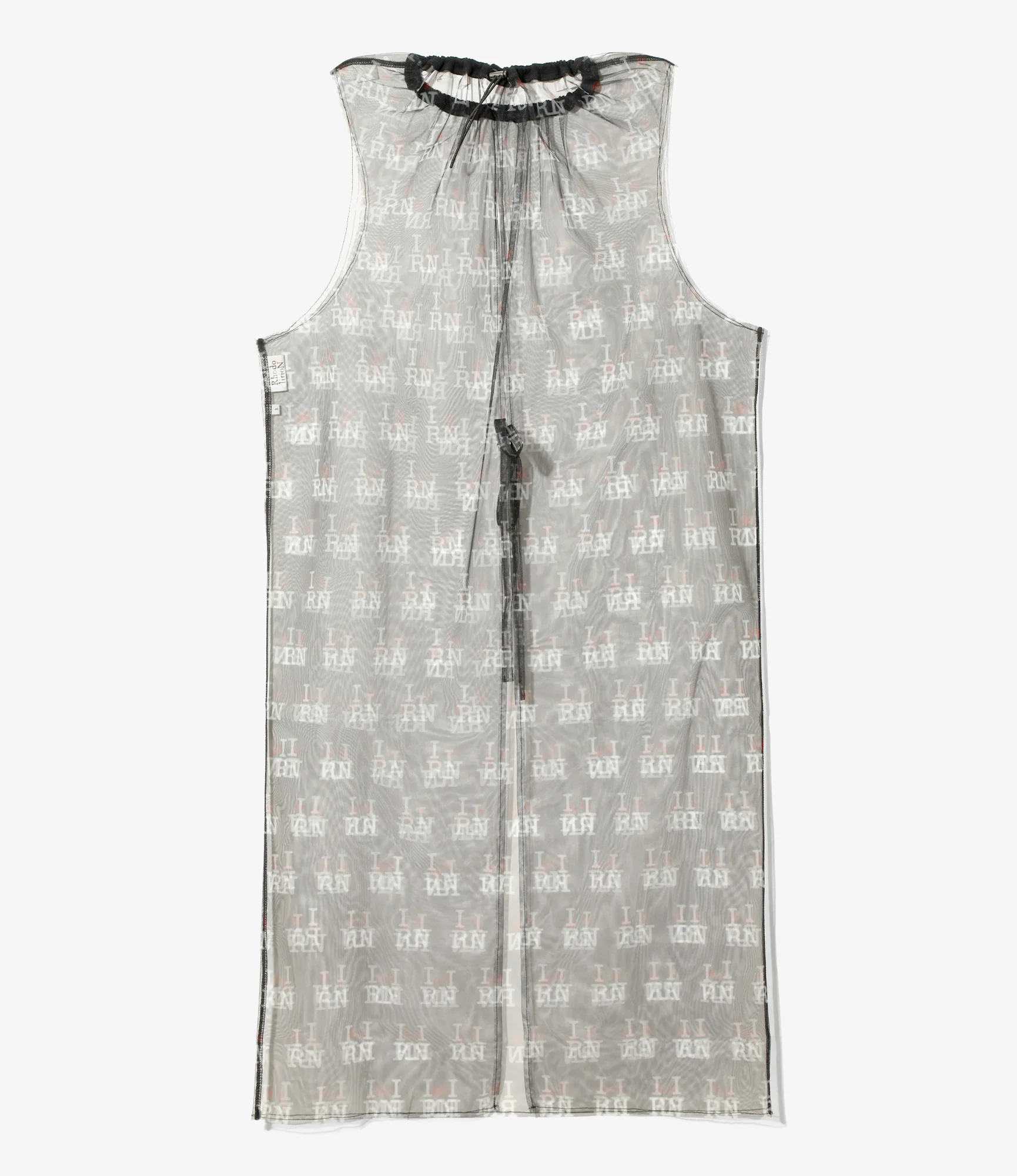 Crew Neck Sleeveless Dress – Black Printed Tulle - Image 3