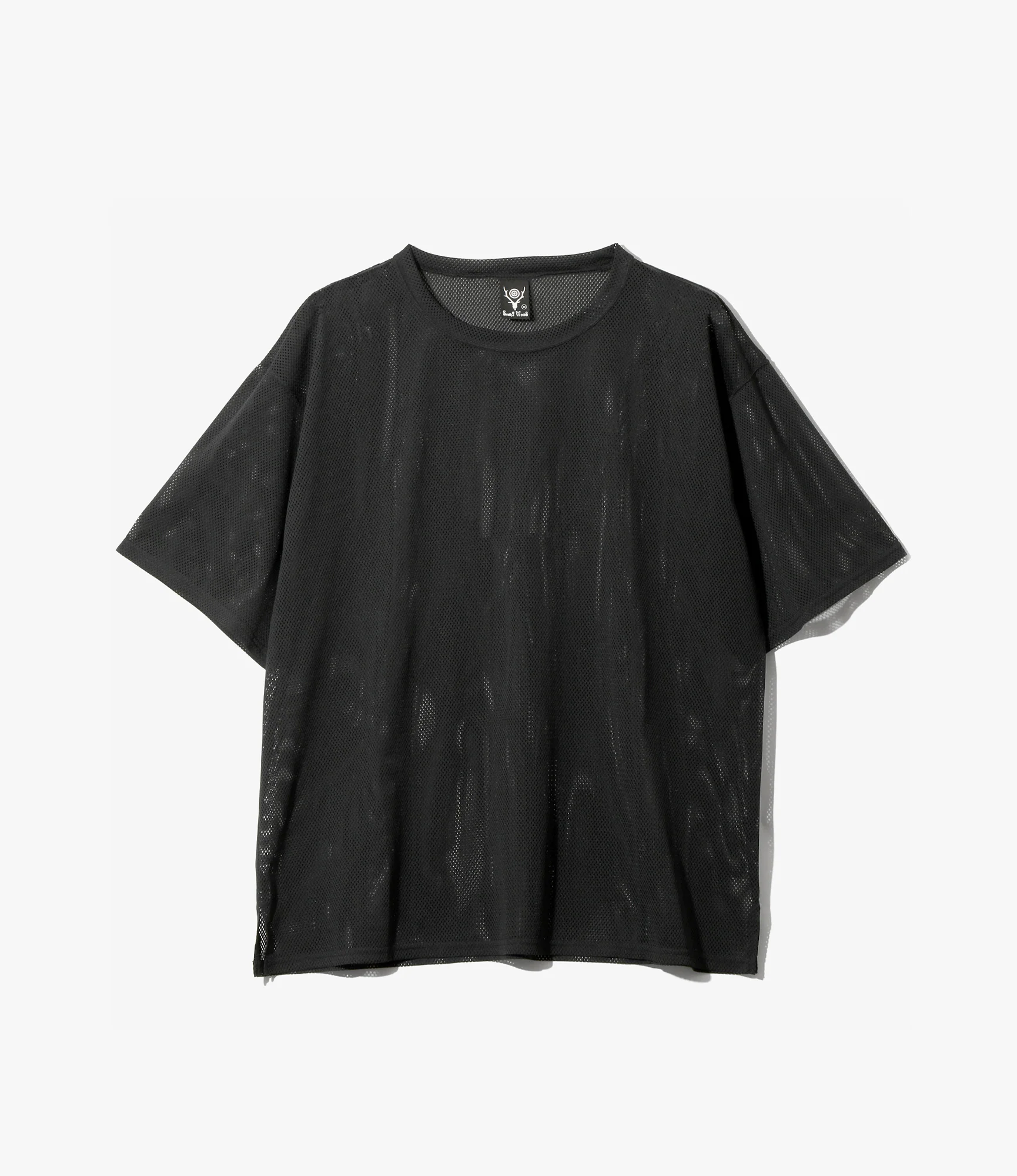 Short Sleeve Crew Neck – Black Knit Mesh