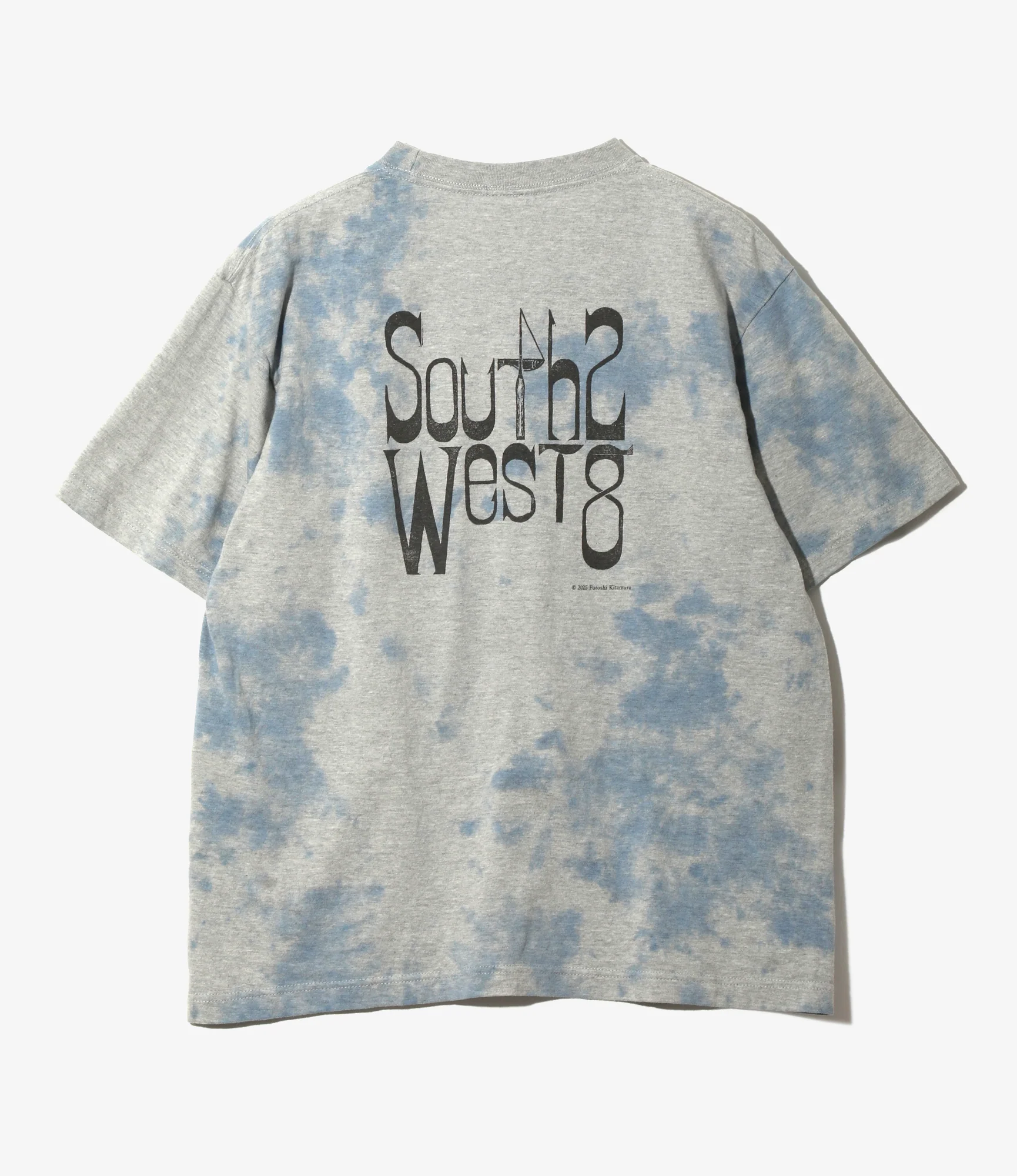Crew Neck T-Shirt – Blue 'Swallow' Print Jersey - Image 3