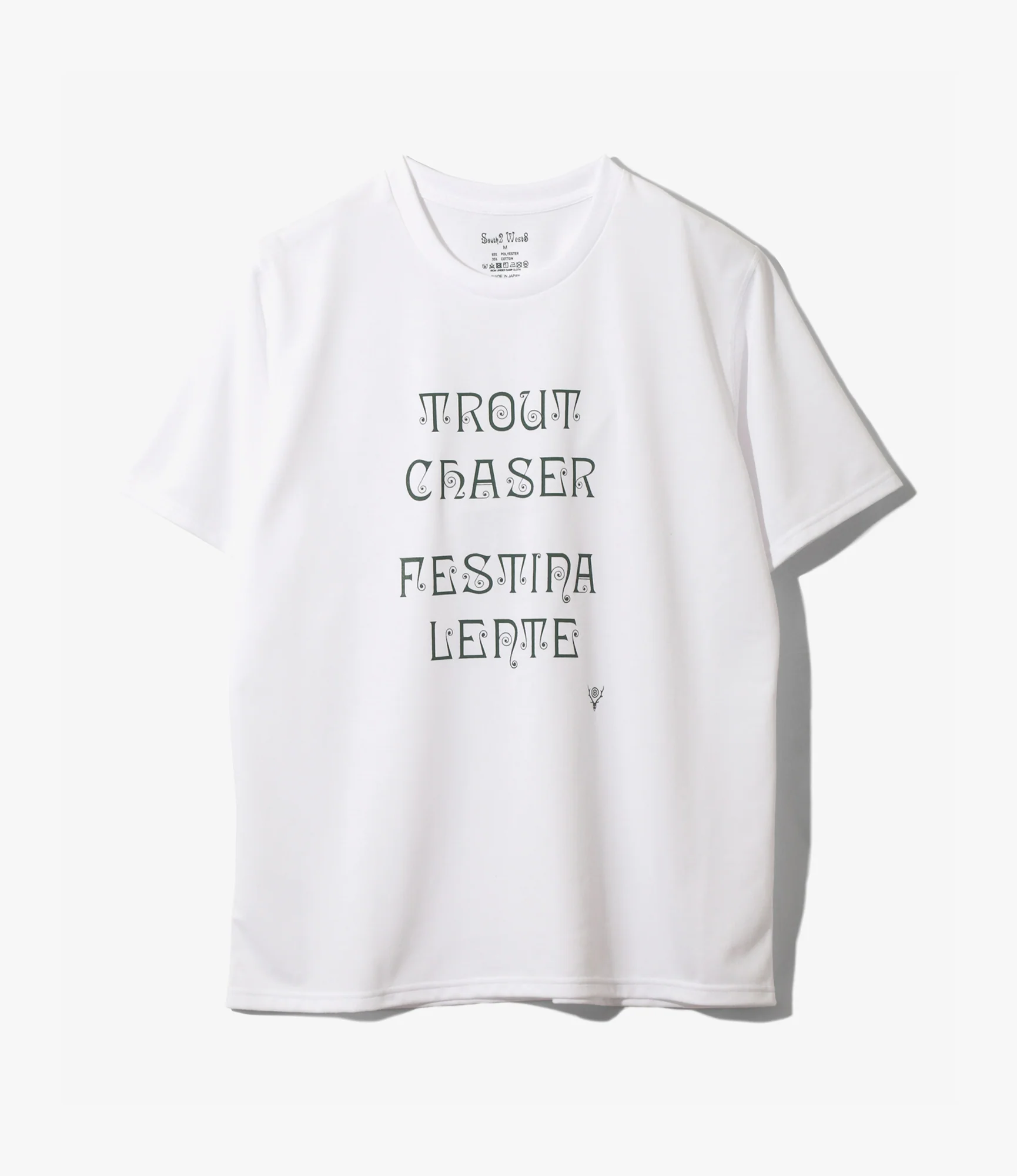 Crew Neck T-Shirt – White 'Festina Lente' Print