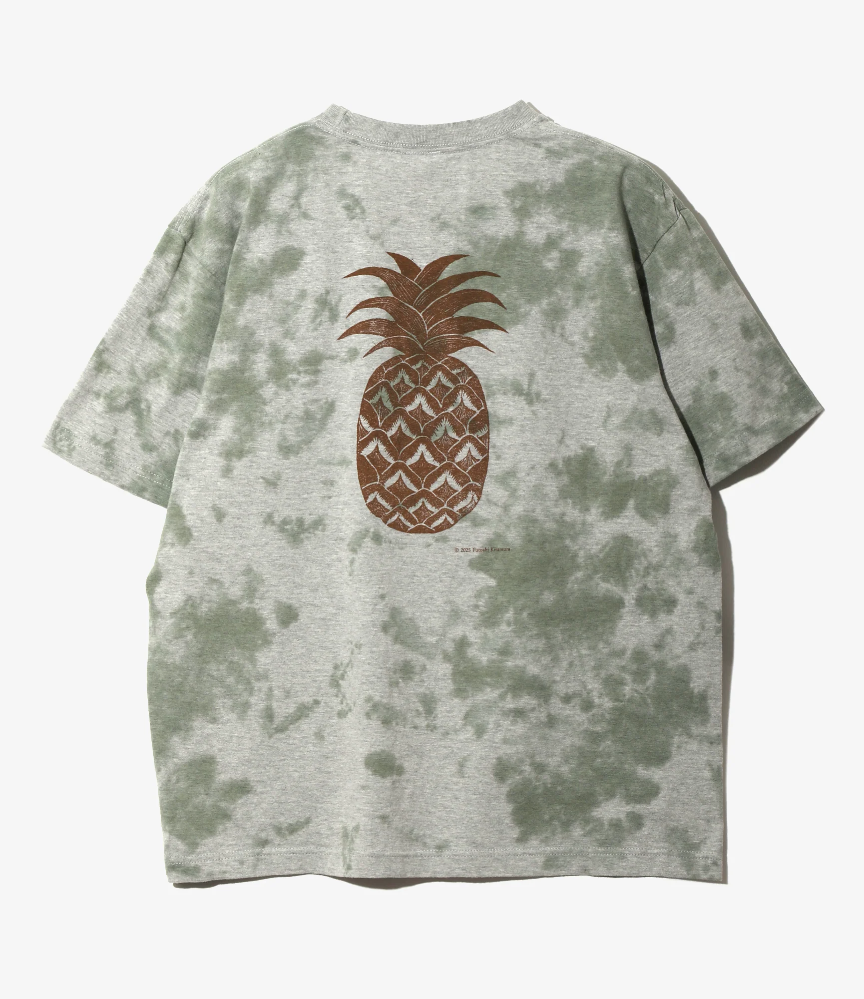 Crew Neck T-Shirt – Green 'Pineapple' Print Jersey - Image 3