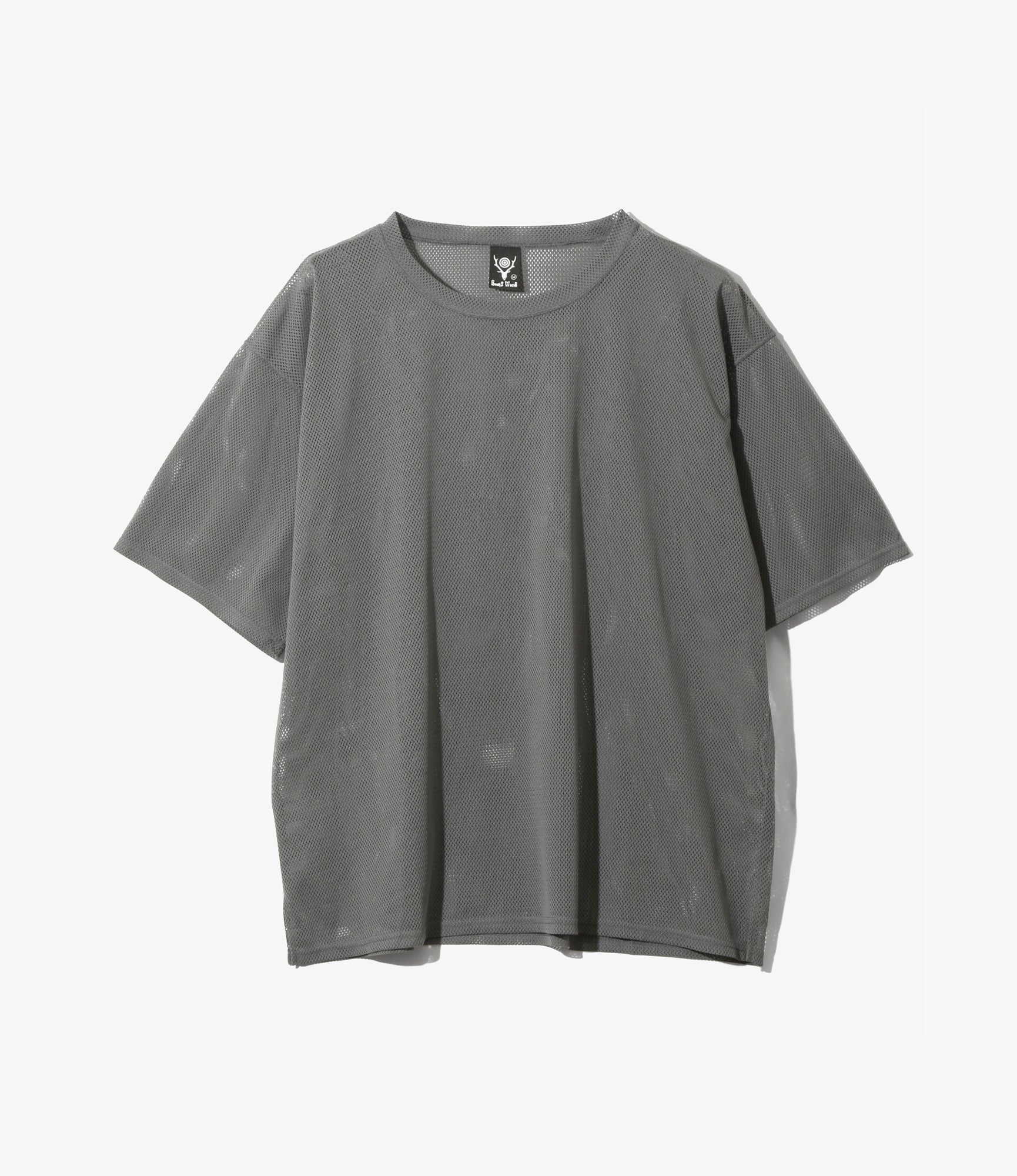 Short Sleeve Crew Neck – Grey Knit Mesh