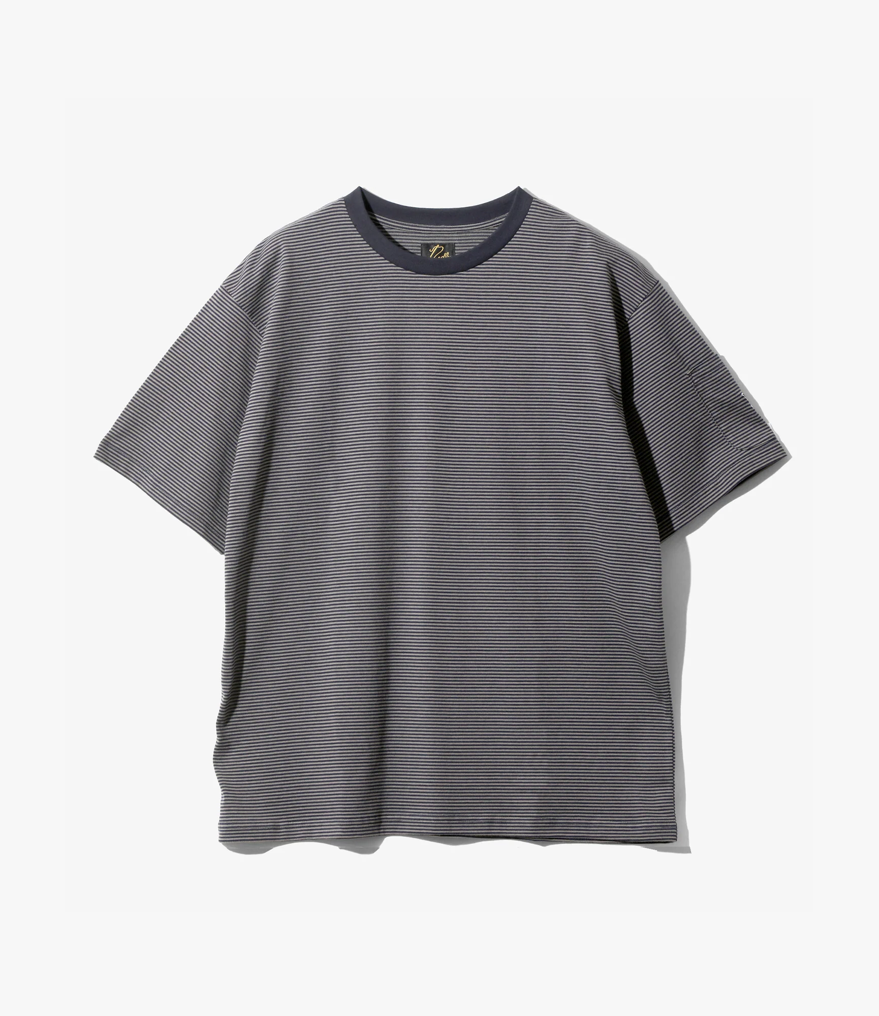 Crew Neck T-Shirt – Navy/Mocha Stripe Jersey