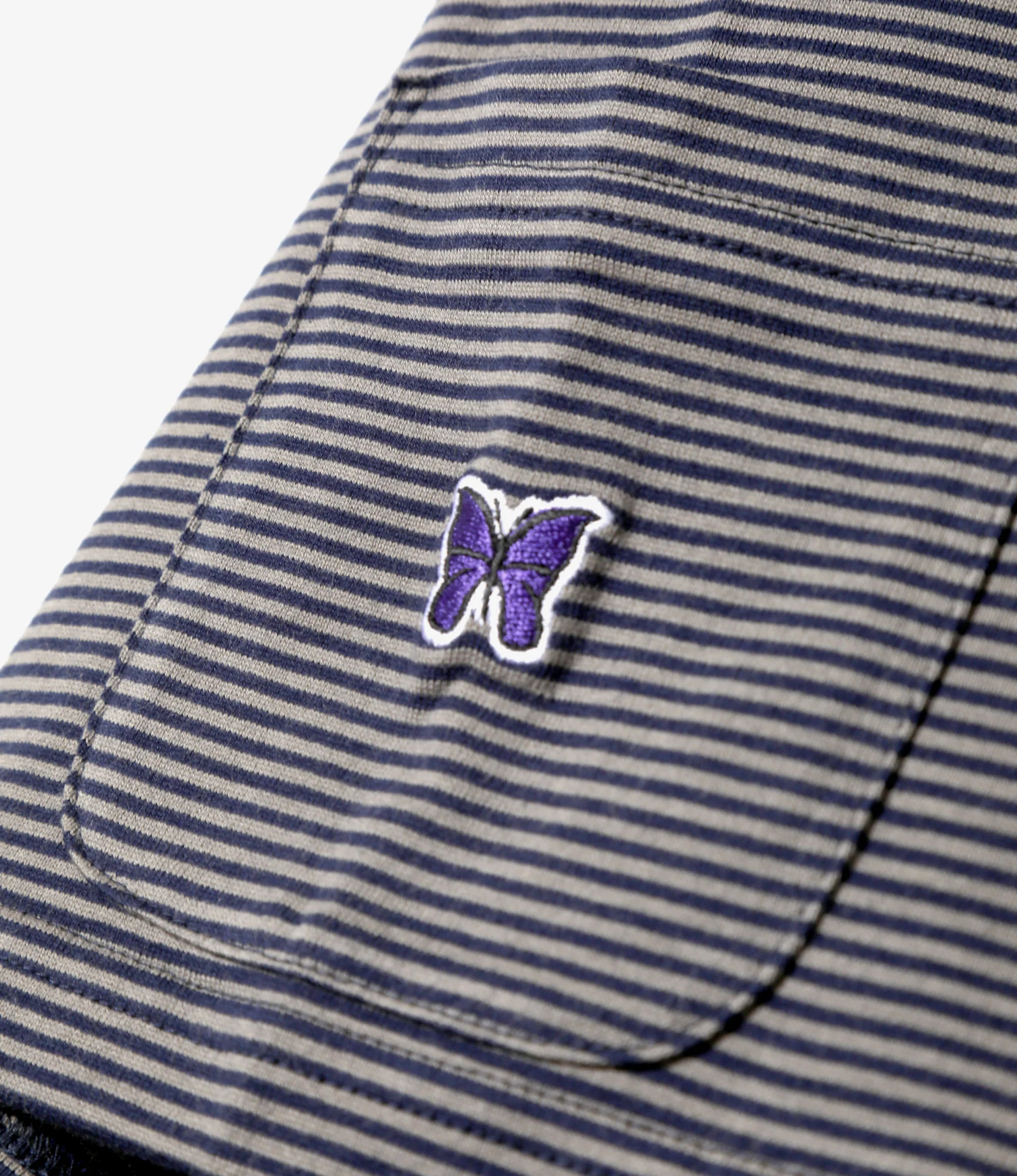 Crew Neck T-Shirt – Navy/Mocha Stripe Jersey - Image 2