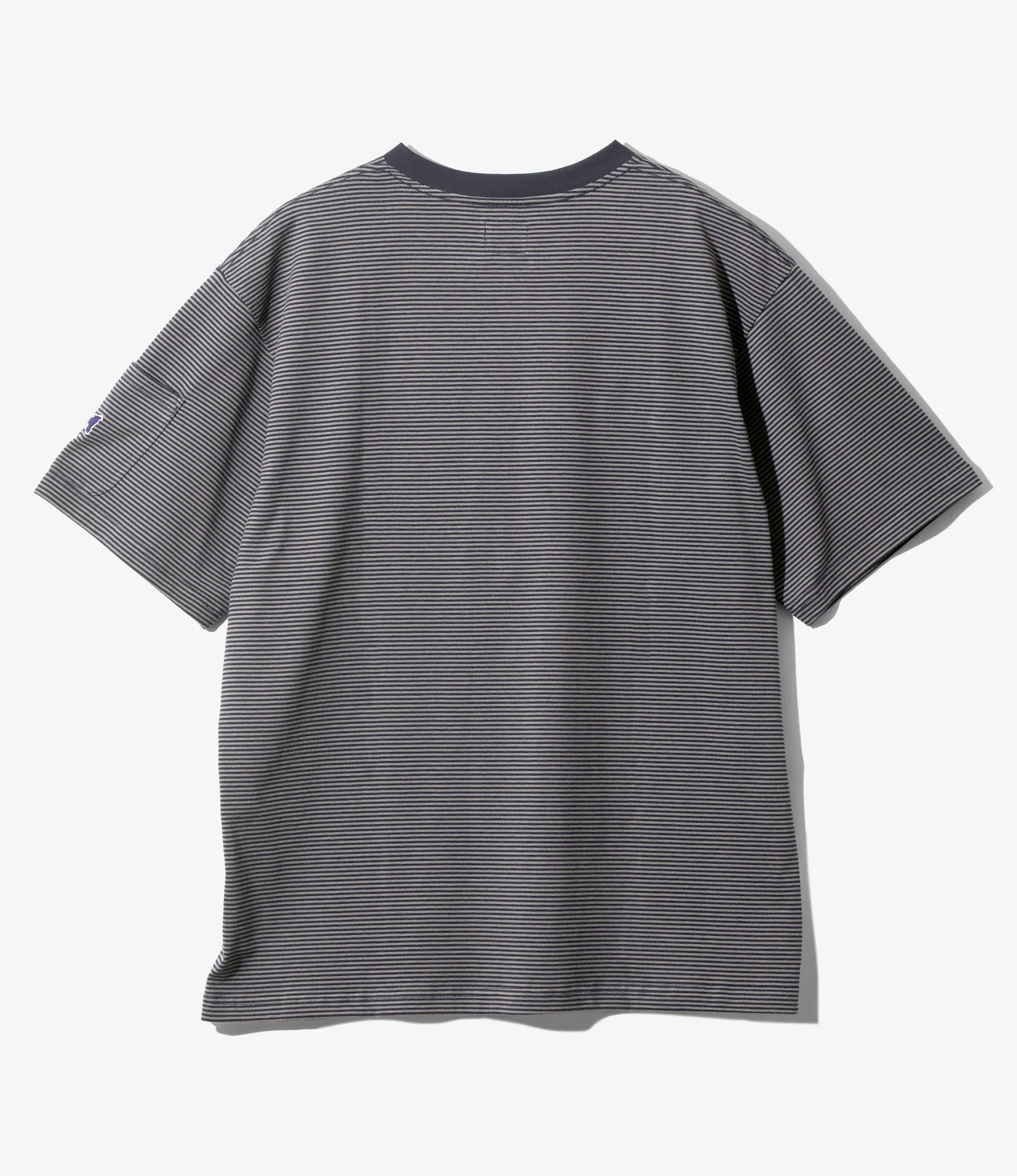 Crew Neck T-Shirt – Navy/Mocha Stripe Jersey - Image 3