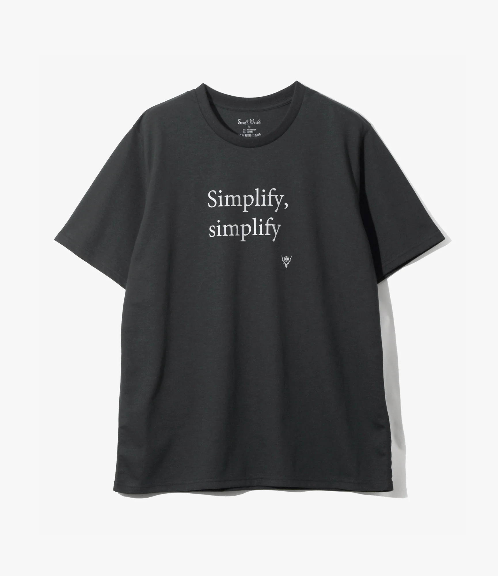 Crew Neck T-Shirt – Charcoal 'Simplify' Print