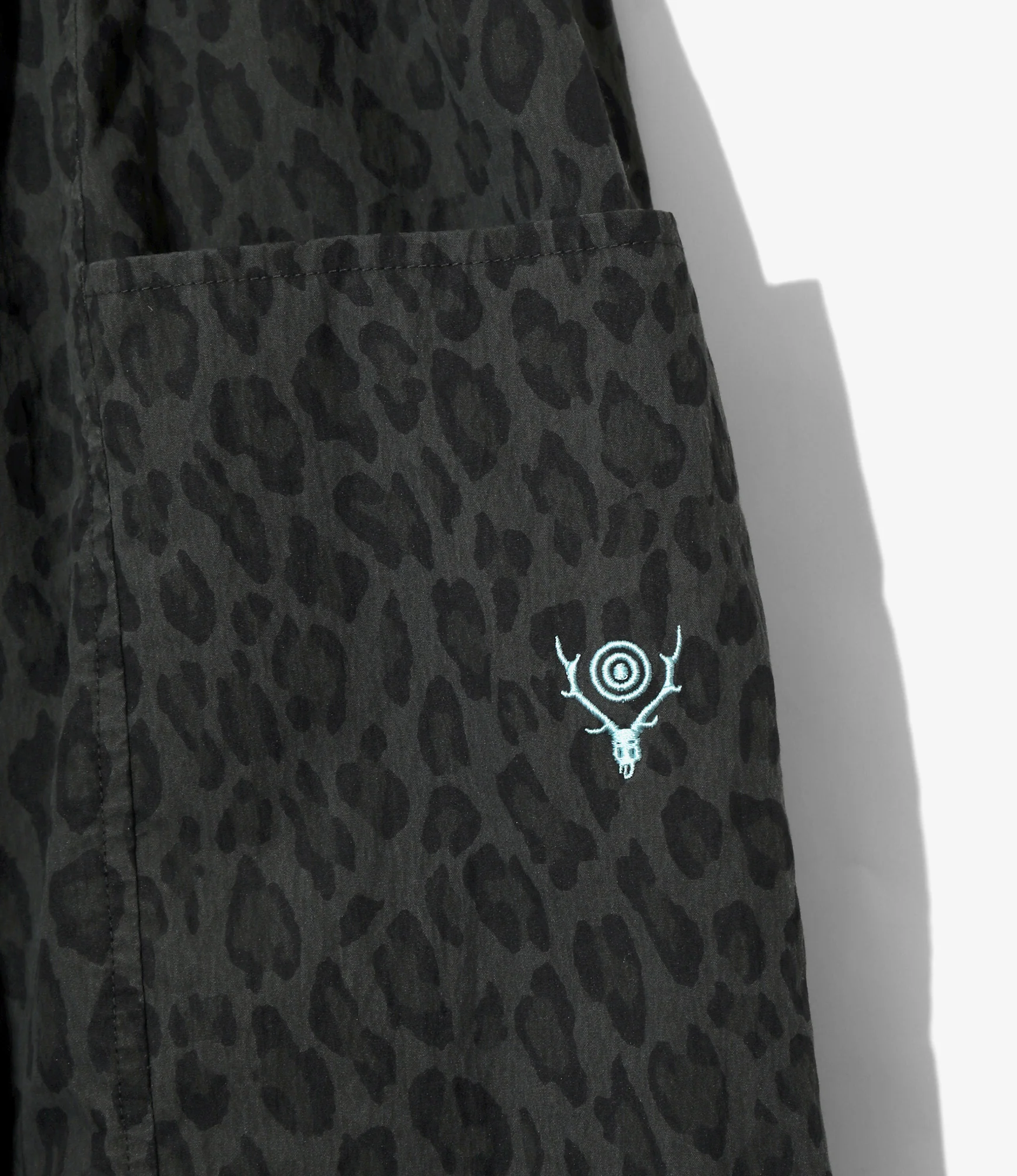 Cropped Army String Pant – Charcoal Leopard Poplin - Image 2