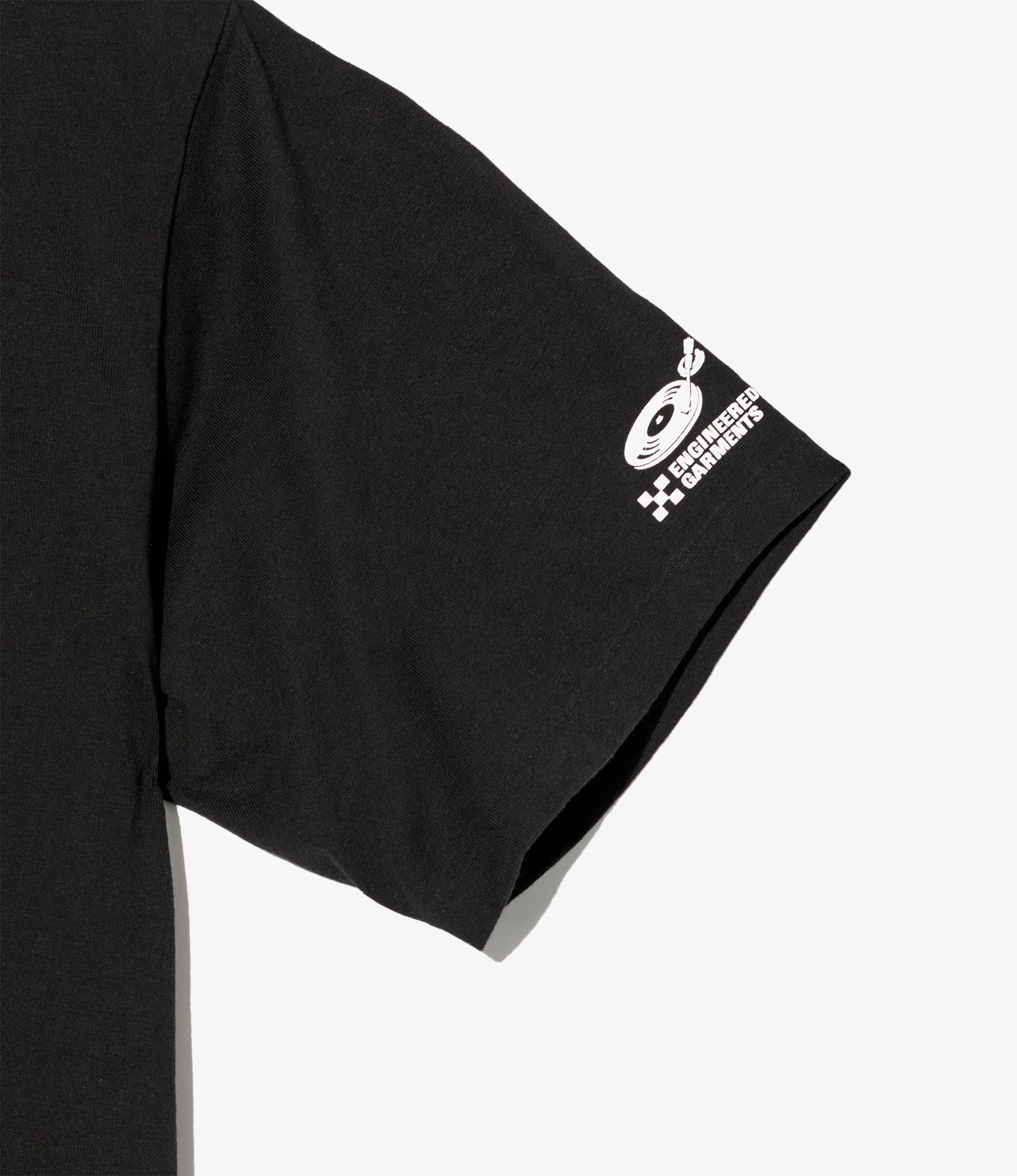 Cross Neck T–Shirt – Black 'Footprint' Print - Image 2