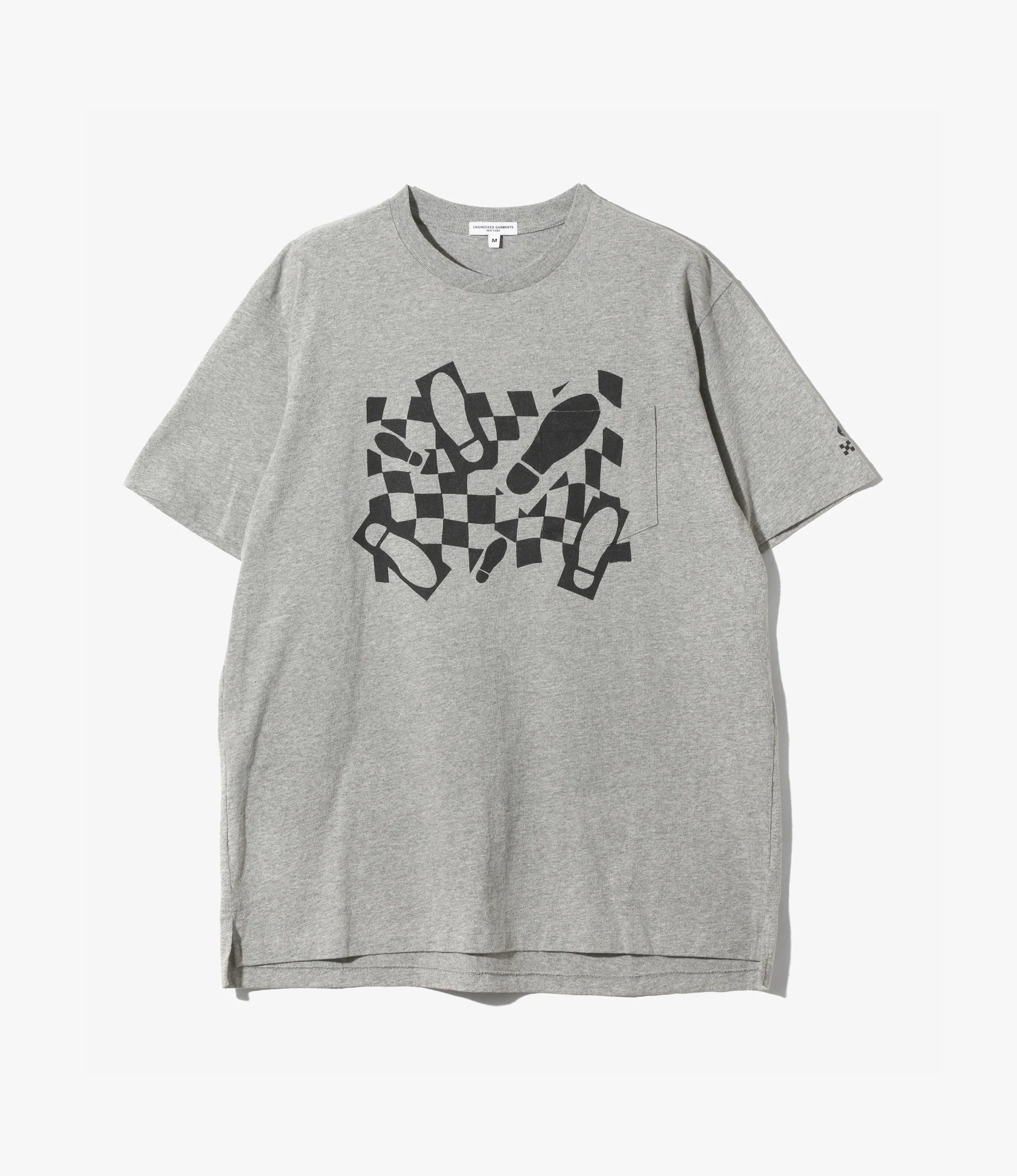 Cross Neck T–Shirt – Grey 'Footprint' Print