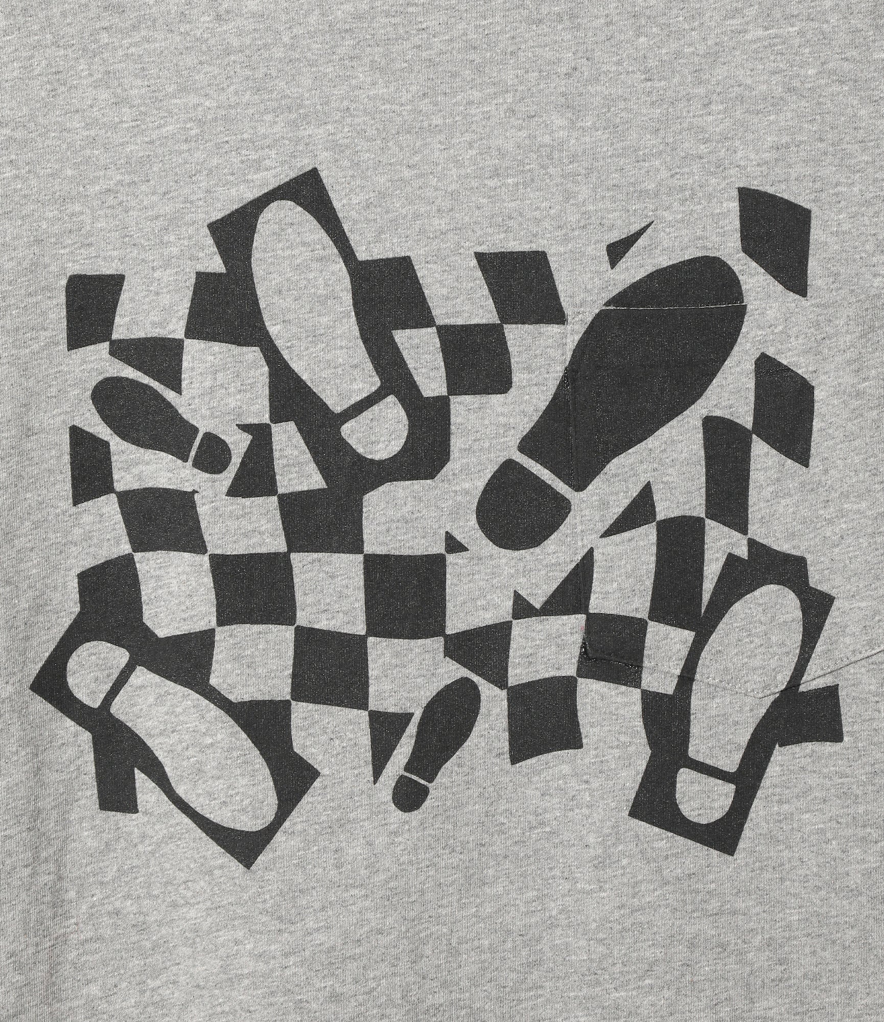 Cross Neck T–Shirt – Grey 'Footprint' Print - Image 2