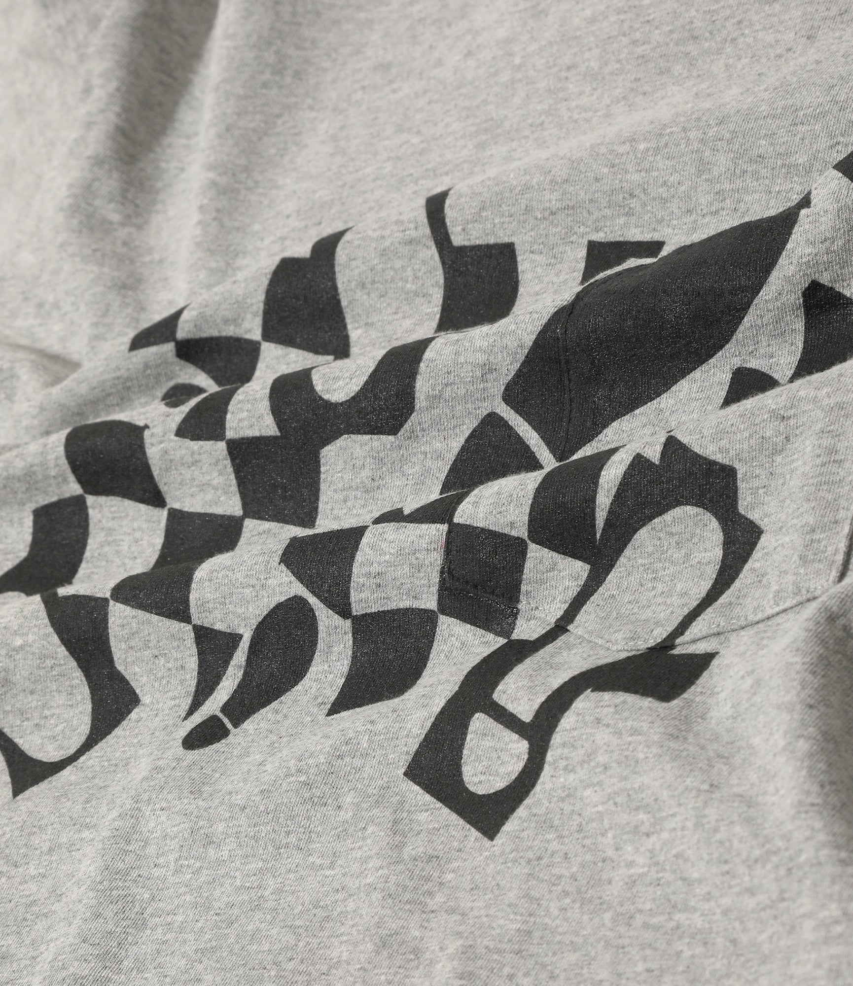 Cross Neck T–Shirt – Grey 'Footprint' Print - Image 3