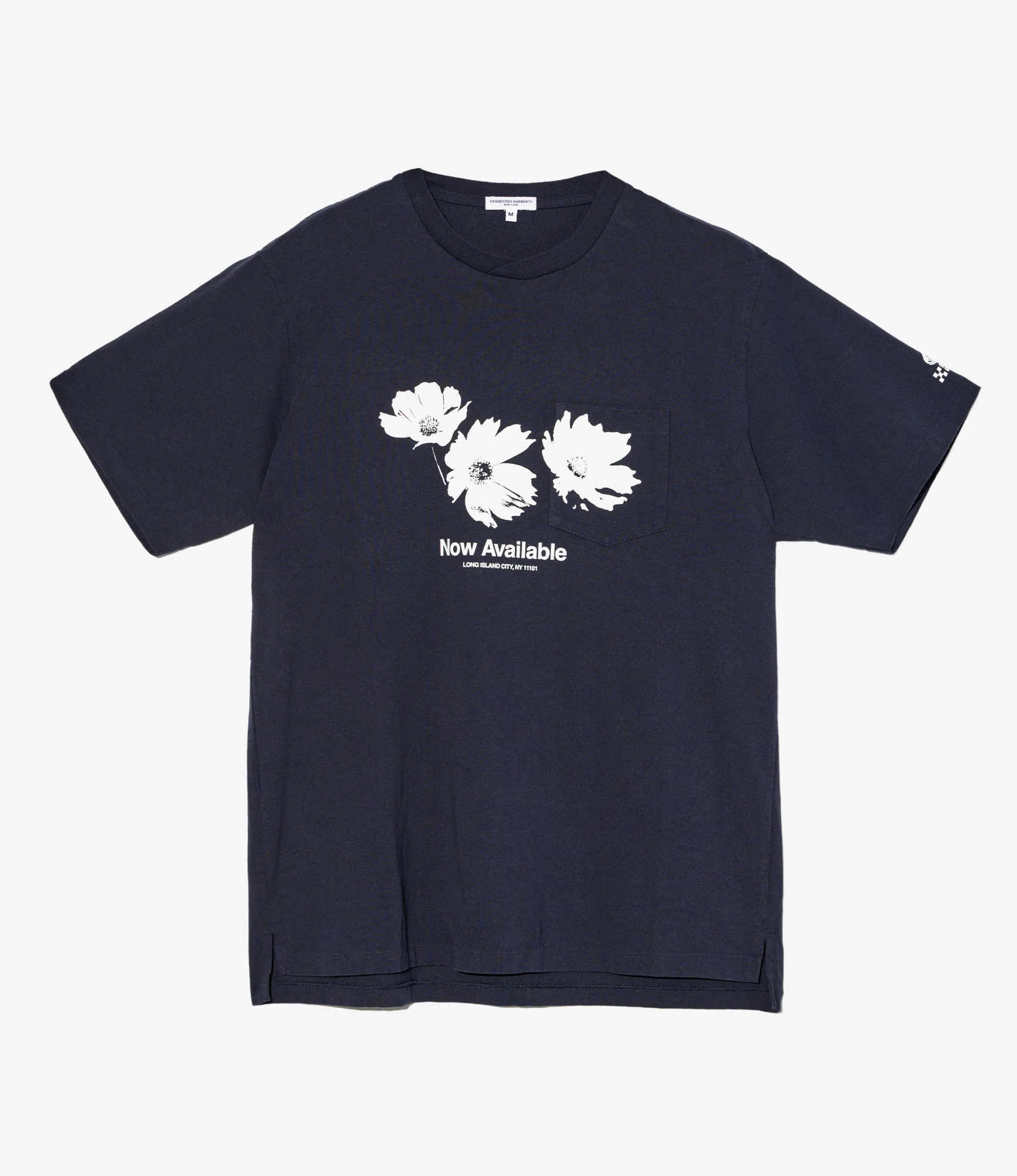 Cross Neck T–Shirt – Navy 'Flower' Print