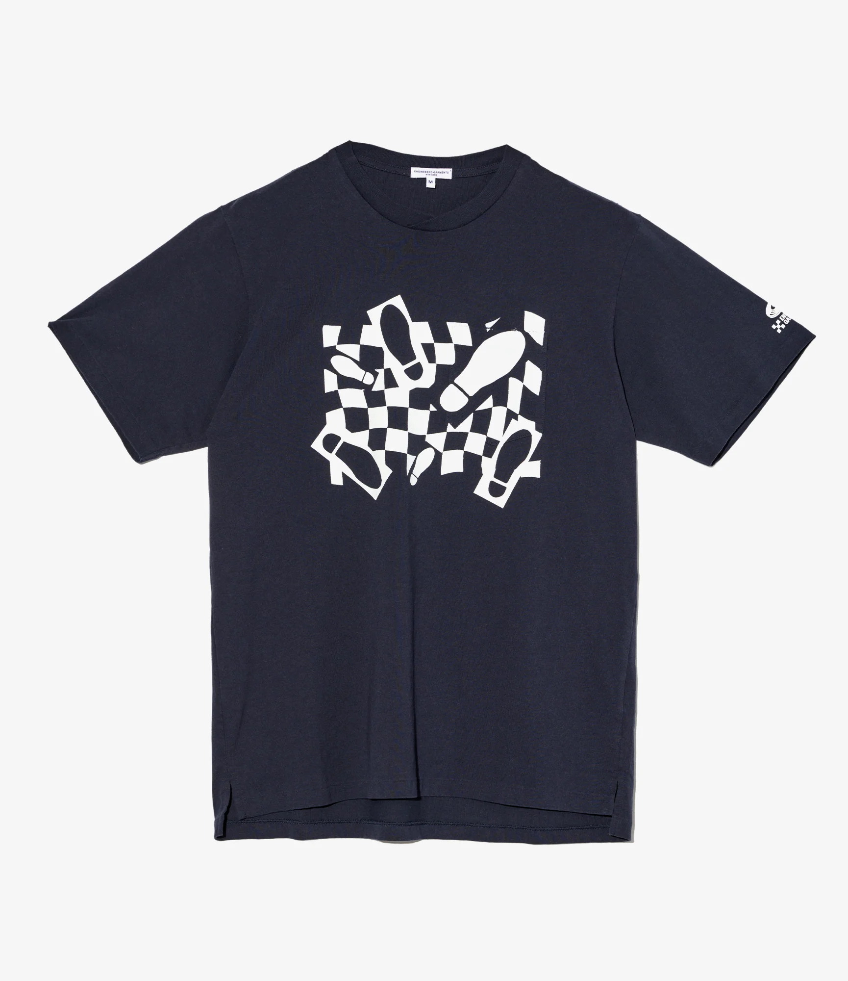 Cross Neck T–Shirt – Navy 'Footprint' Print