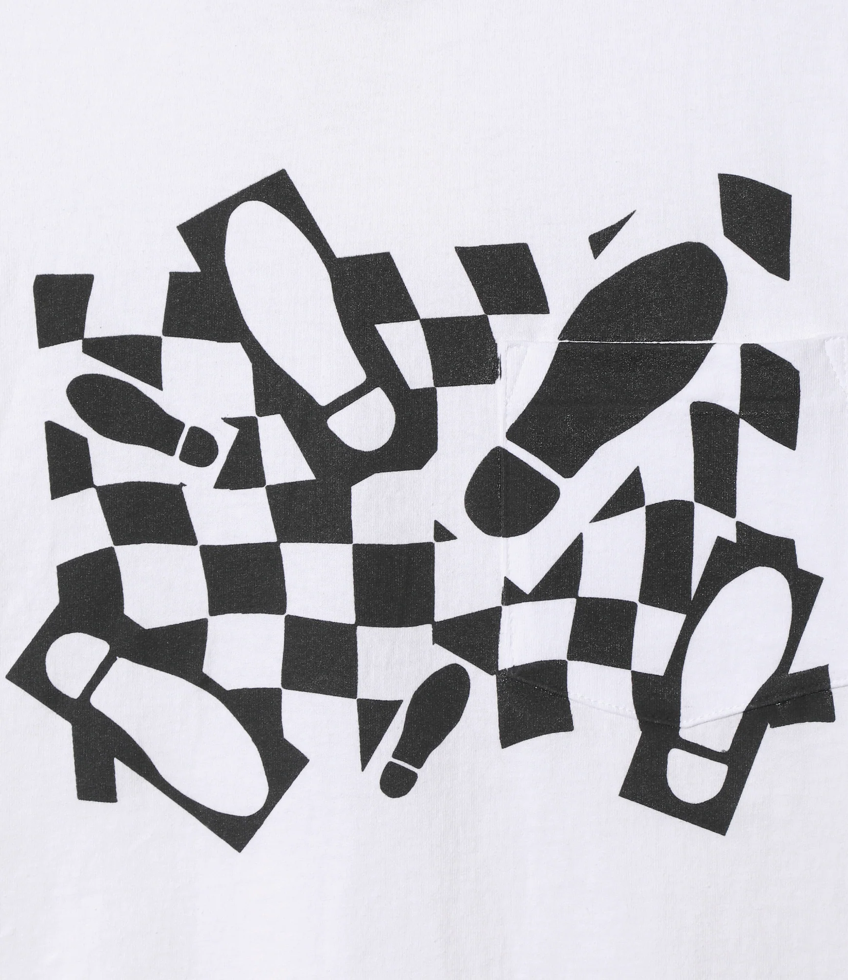 Cross Neck T–Shirt – White 'Footprint' Print - Image 2