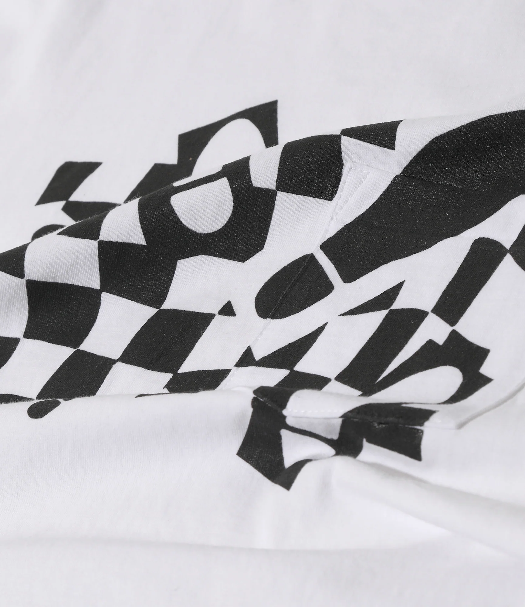 Cross Neck T–Shirt – White 'Footprint' Print - Image 3