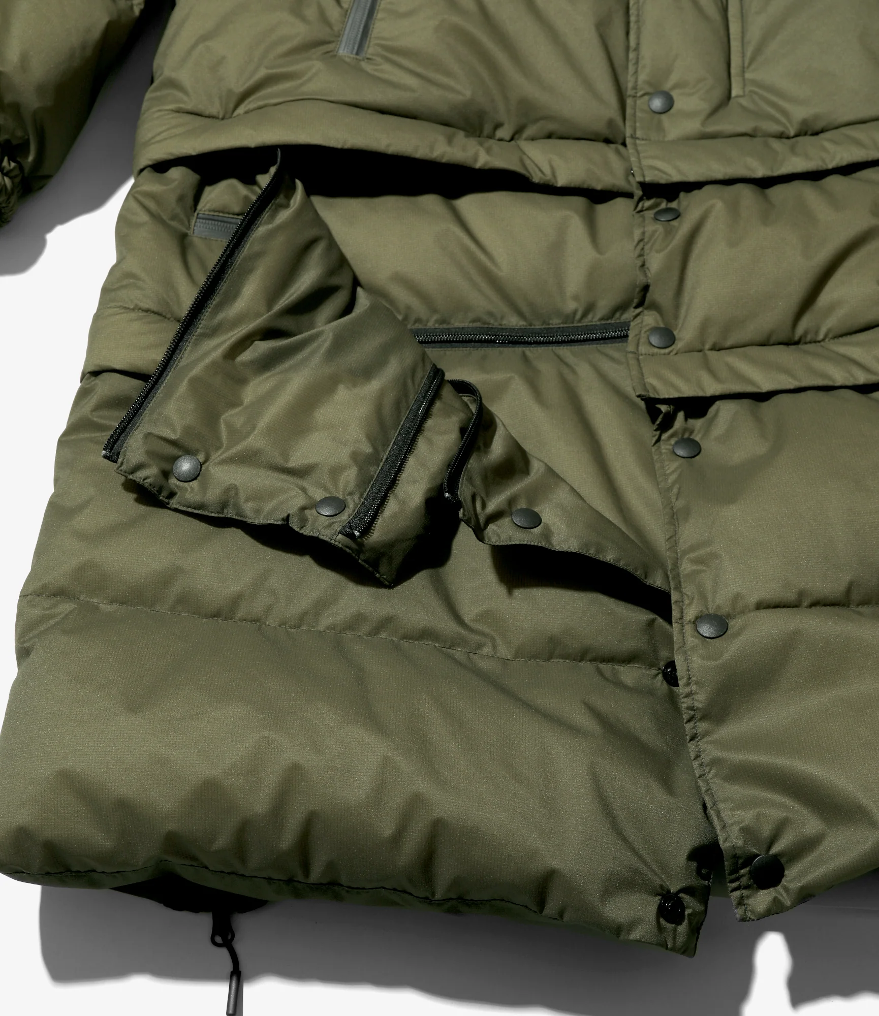 Detachable Down Coat – Khaki Nylon - Image 4