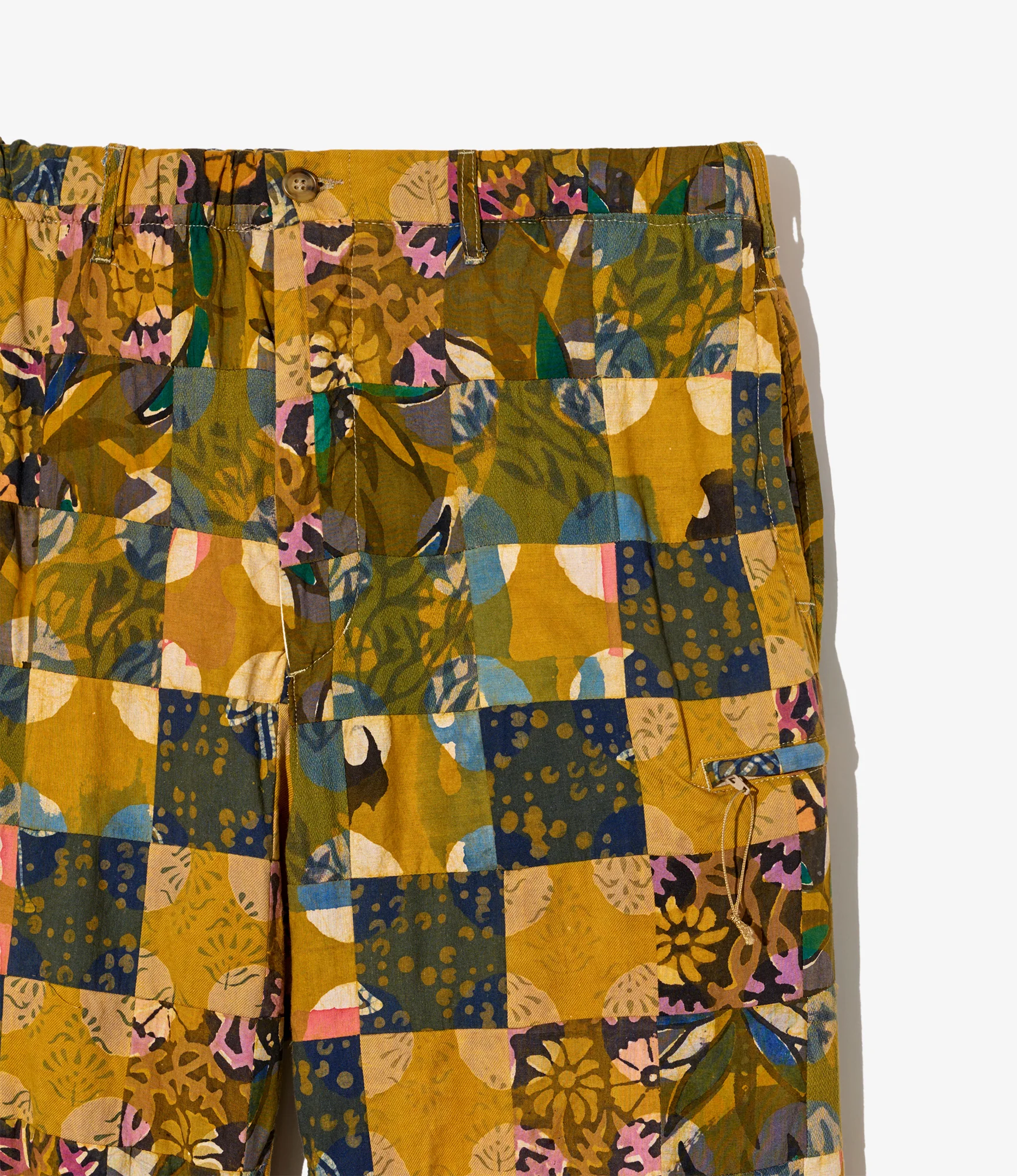 Drawstring Pant – Olive Mixed Pattern Patchwork - Image 3