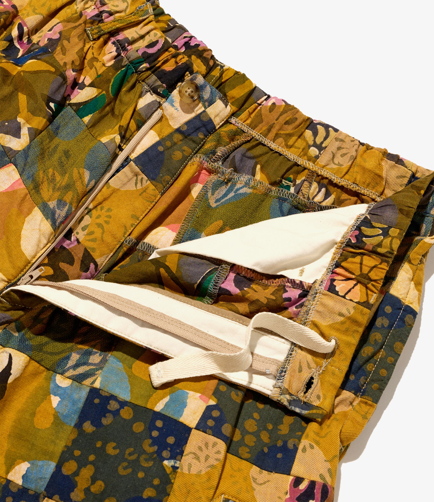 Drawstring Pant – Olive Mixed Pattern Patchwork - Image 4