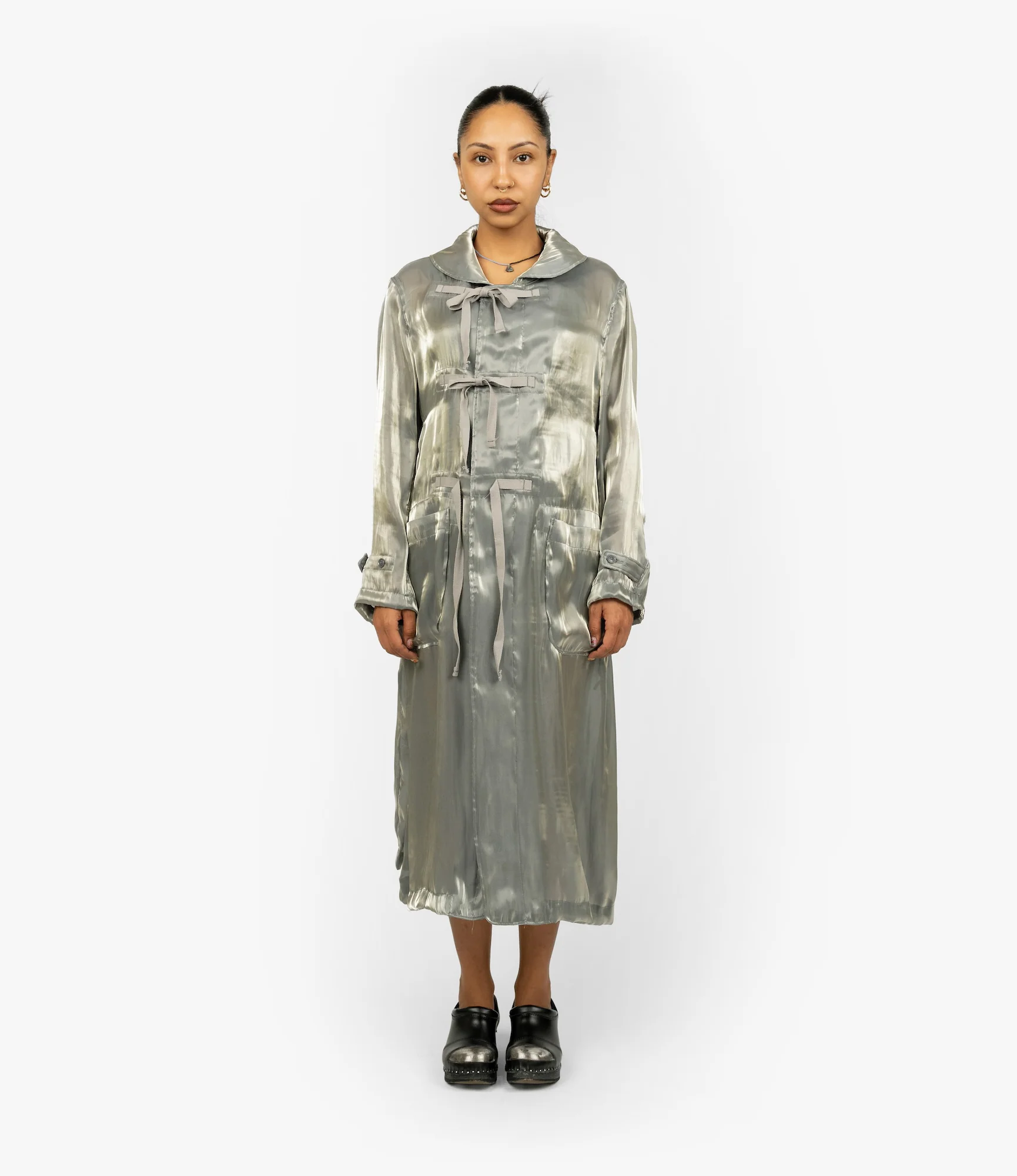 Duffle Dress – Grey Satin Weave - Image 2