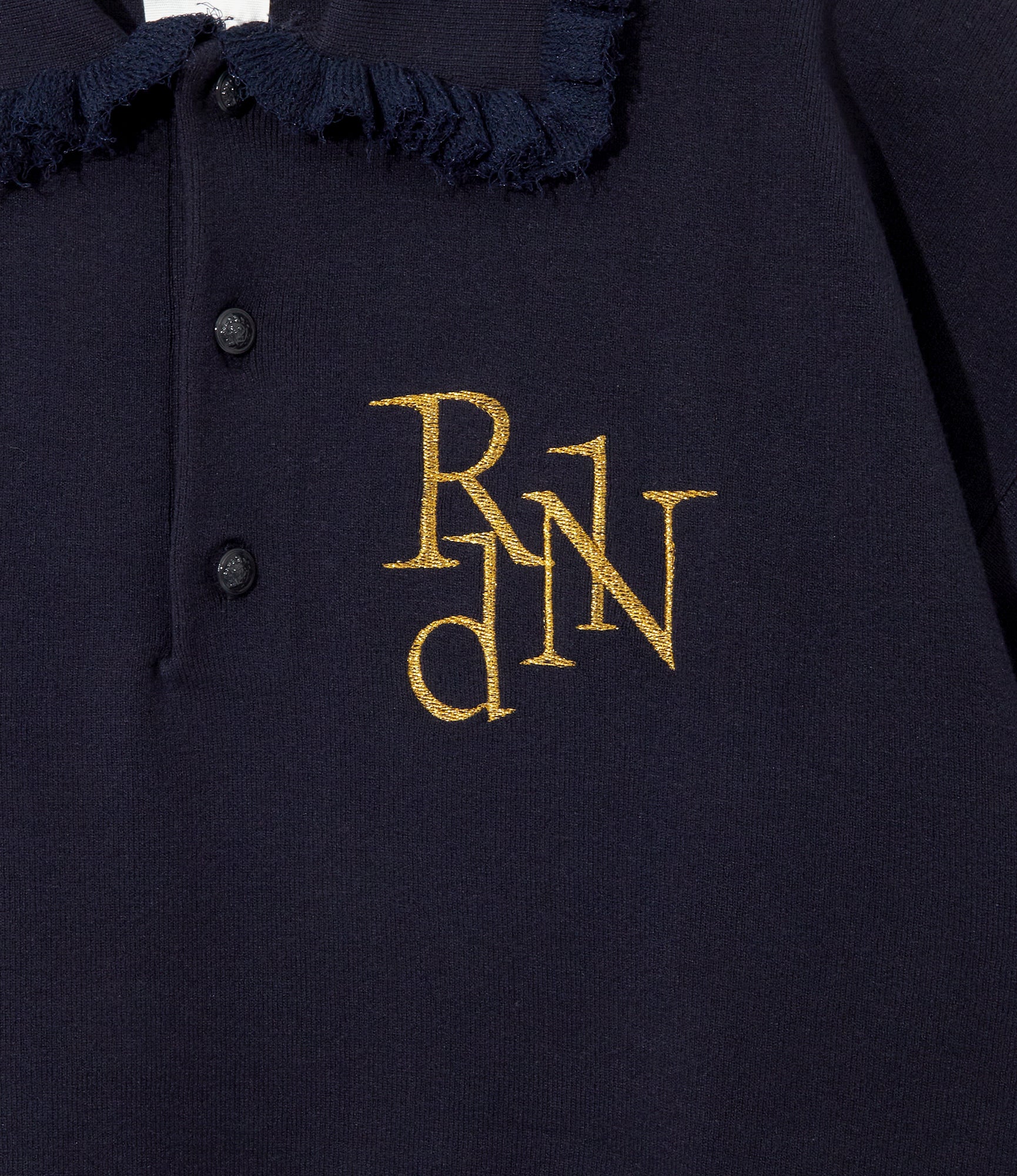 Embroidered Polo Sweater – Navy - Image 3