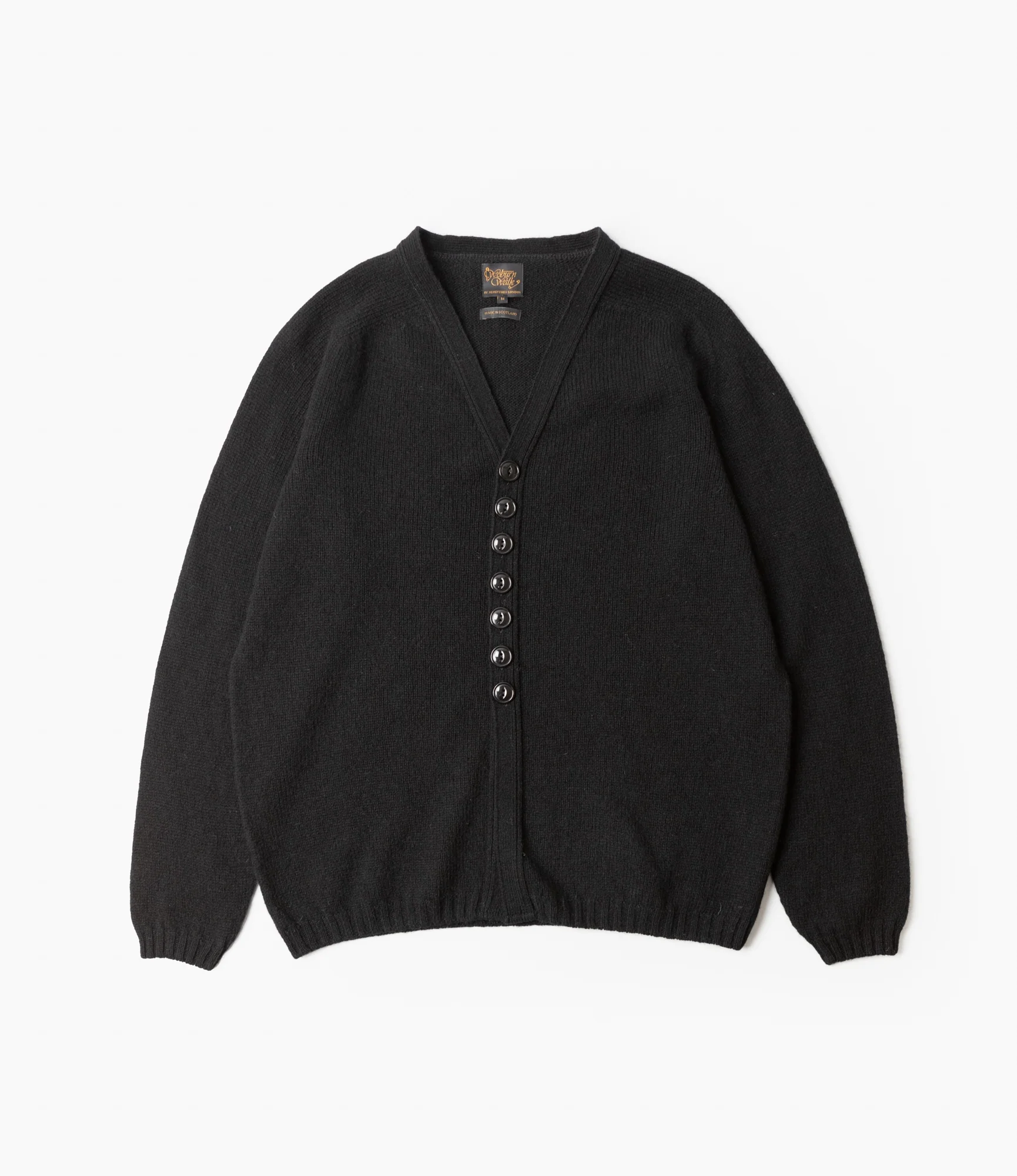 Fisherman Cardigan – Black Shetland Wool