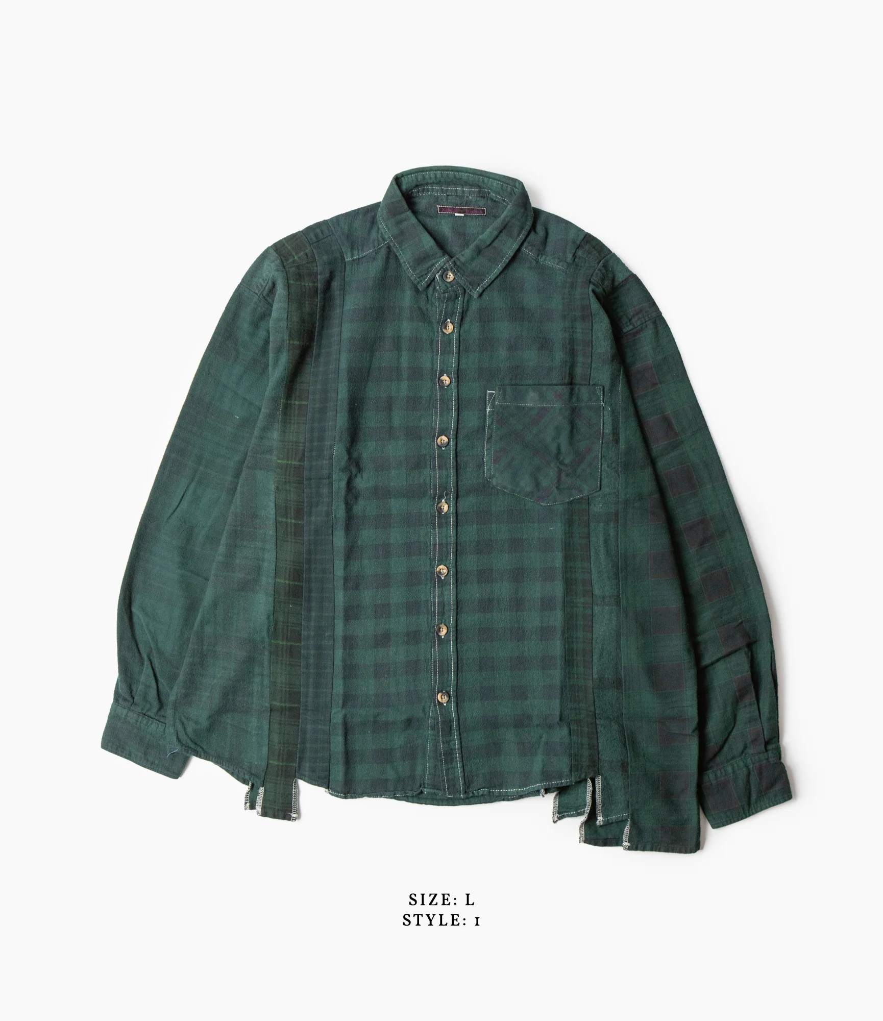 7 Cuts Shirt – Green Overdyed Flannel - Image 3