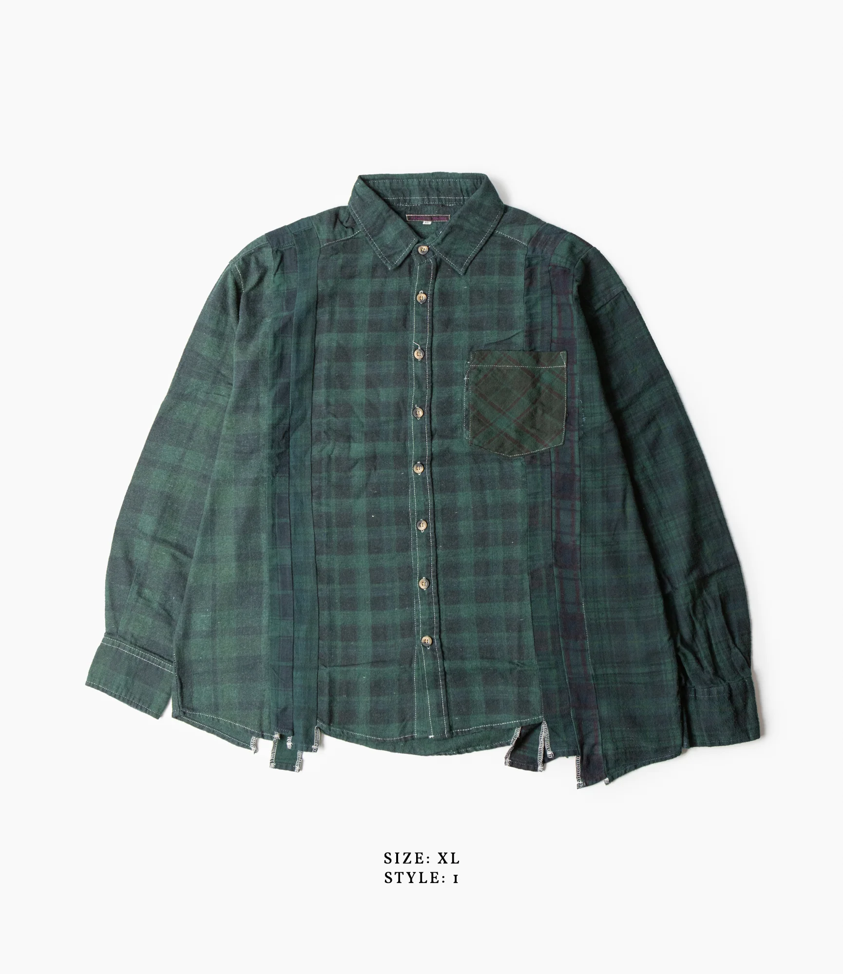 7 Cuts Shirt – Green Overdyed Flannel - Image 5