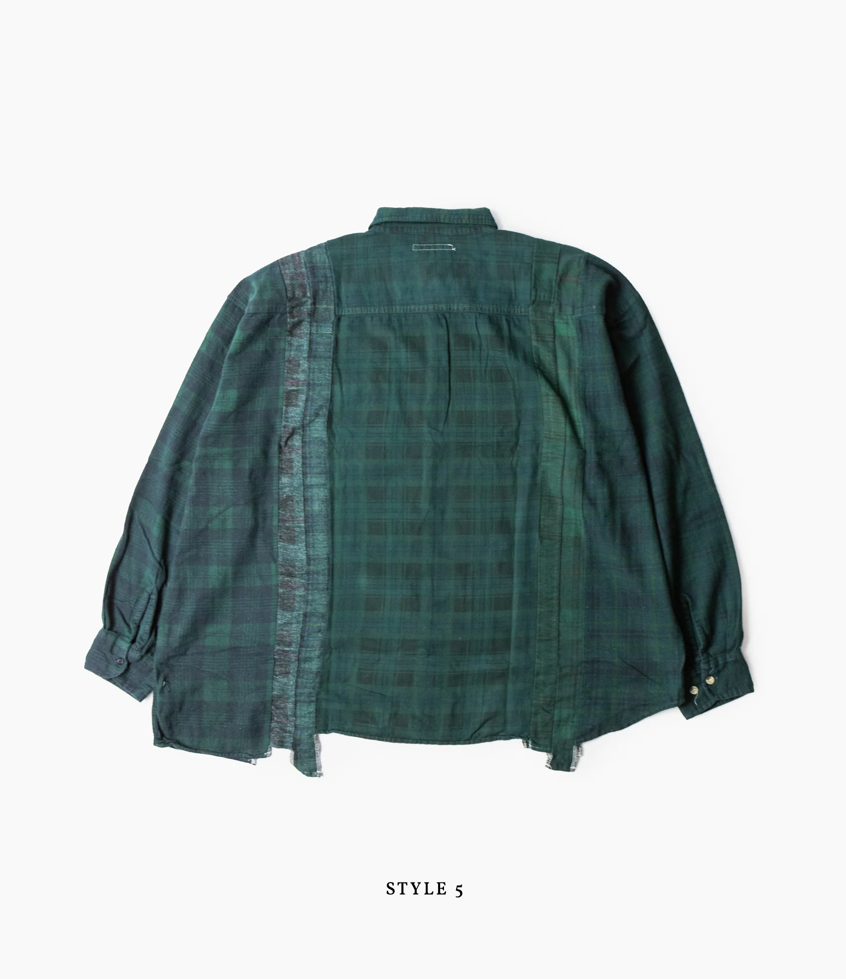 Wide 7 Cuts Shirt – Green Overdyed Flannel - Image 10