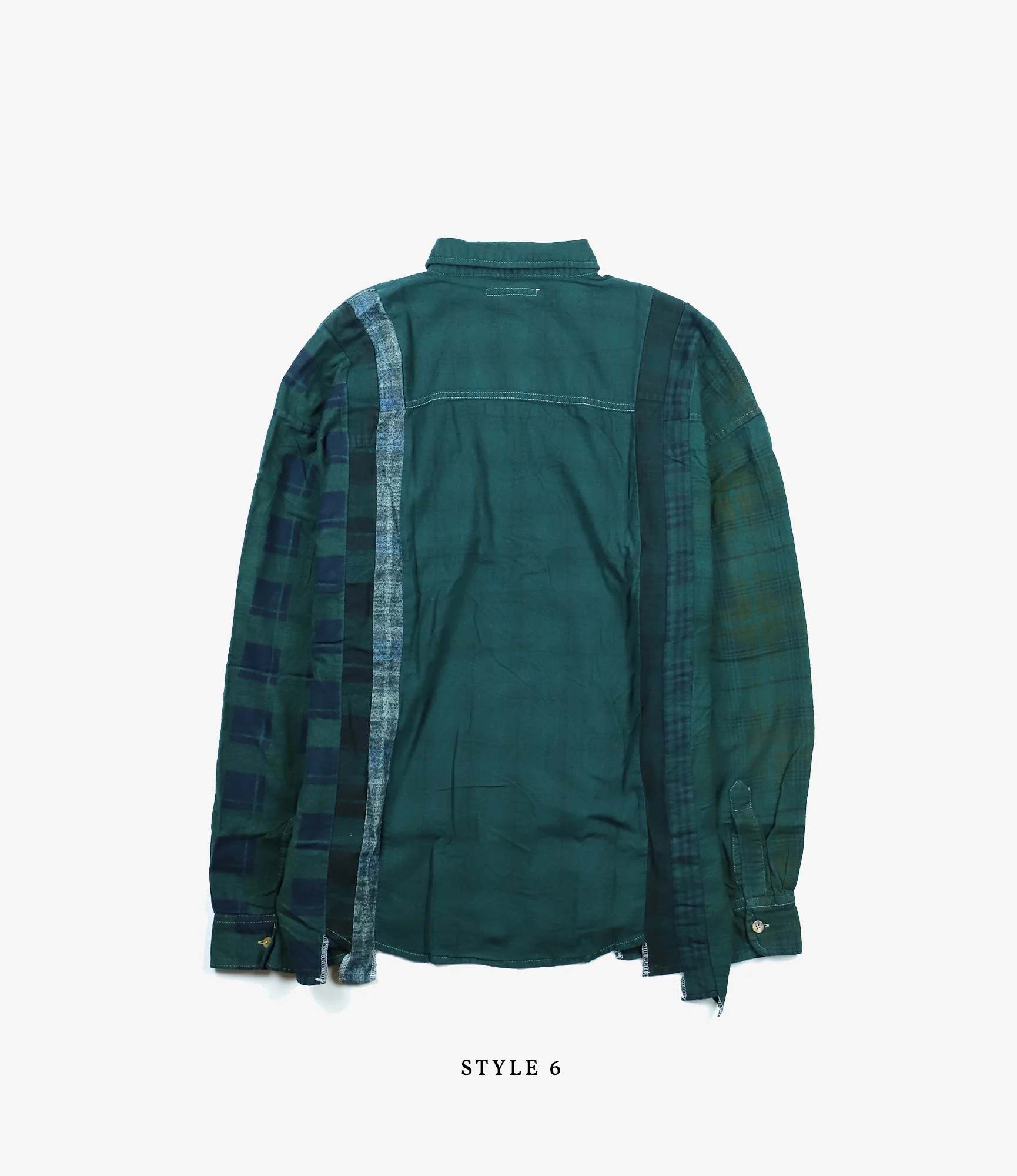 Wide 7 Cuts Shirt – Green Overdyed Flannel - Image 12