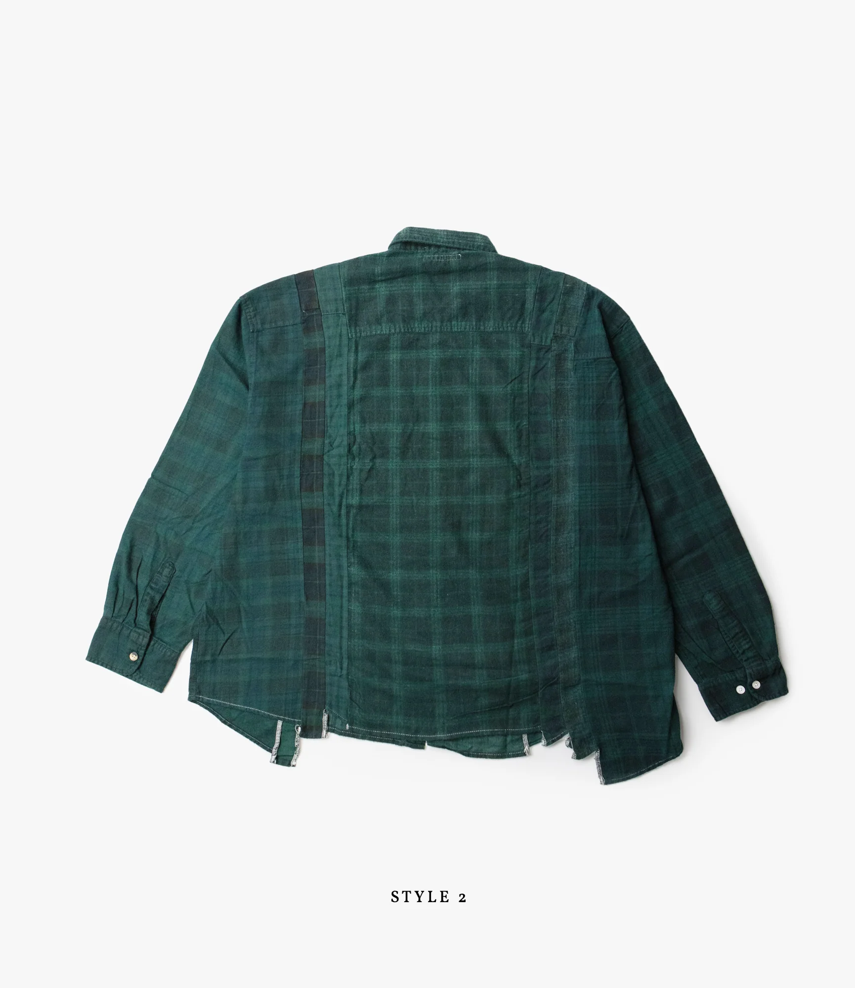 Wide 7 Cuts Shirt – Green Overdyed Flannel - Image 4