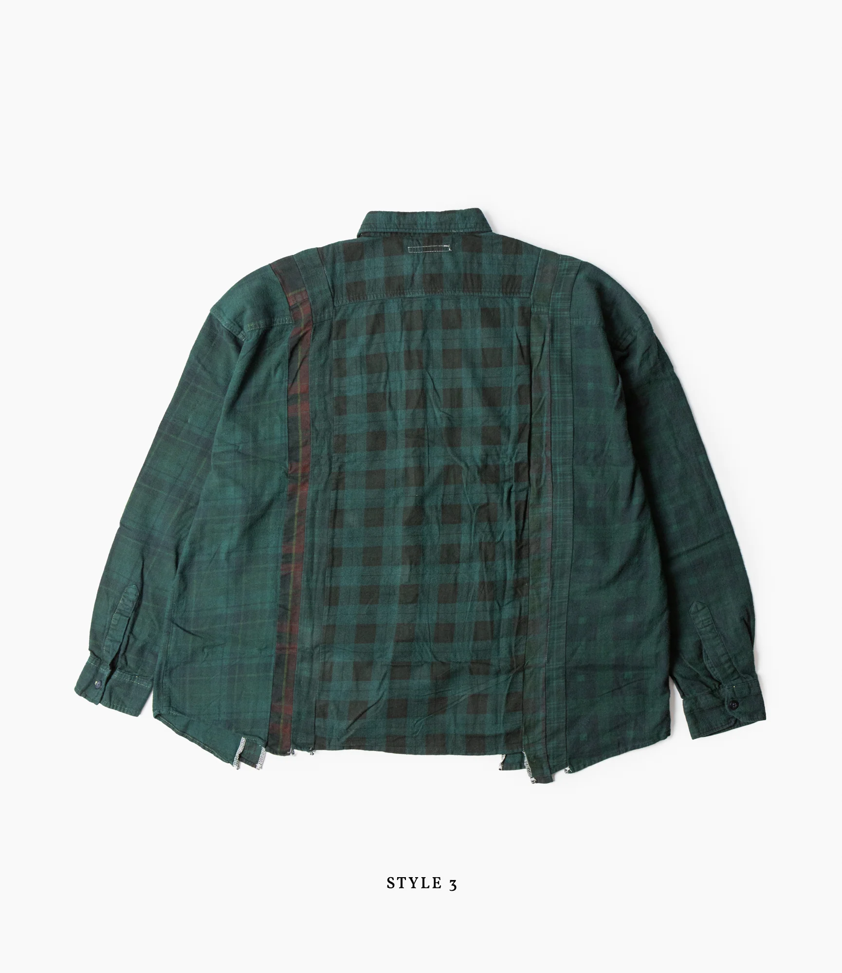 Wide 7 Cuts Shirt – Green Overdyed Flannel - Image 6