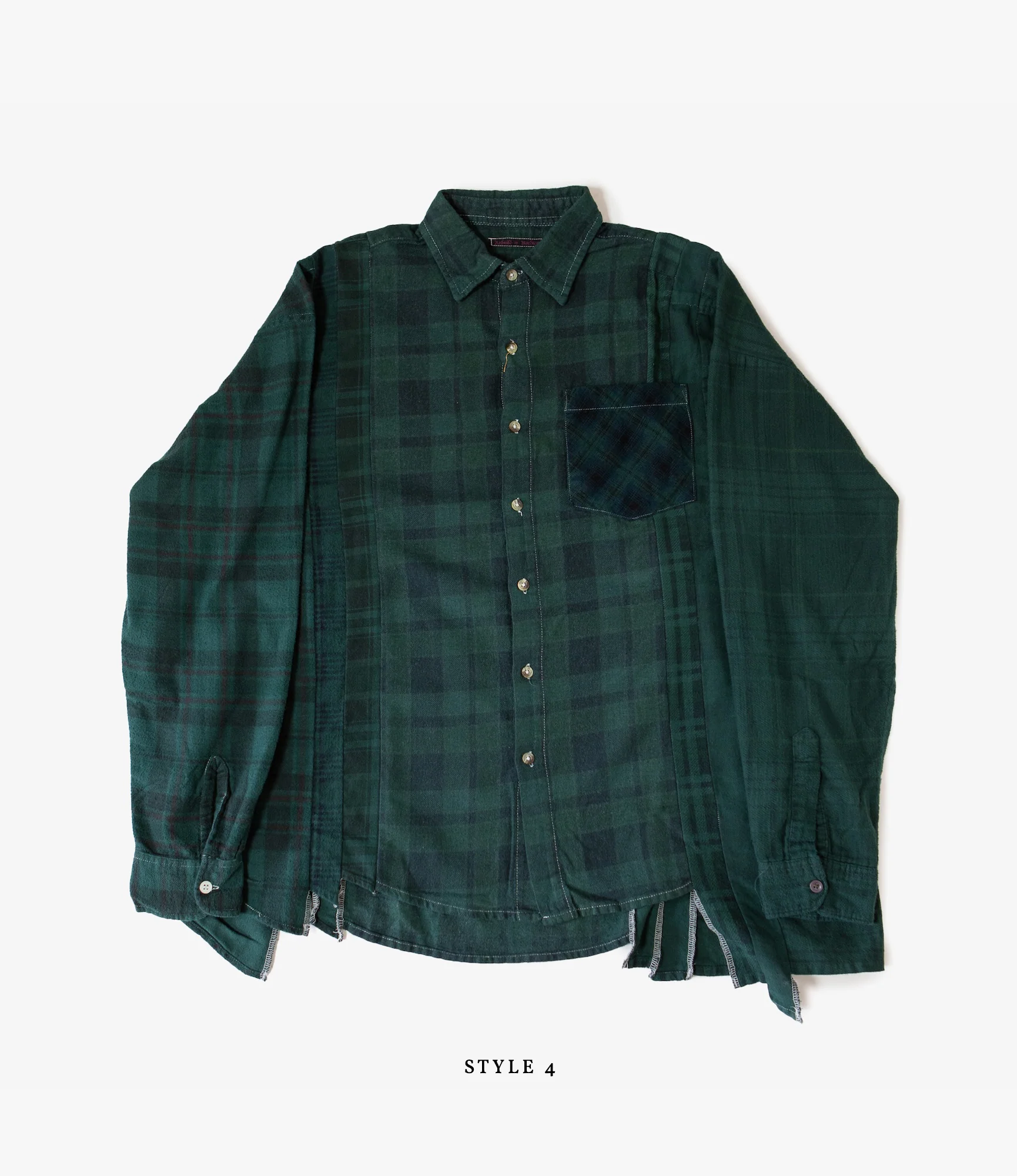 Wide 7 Cuts Shirt – Green Overdyed Flannel - Image 7