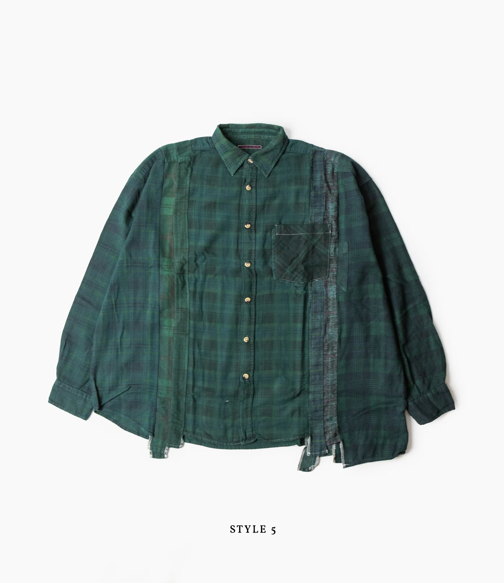 Wide 7 Cuts Shirt – Green Overdyed Flannel - Image 9