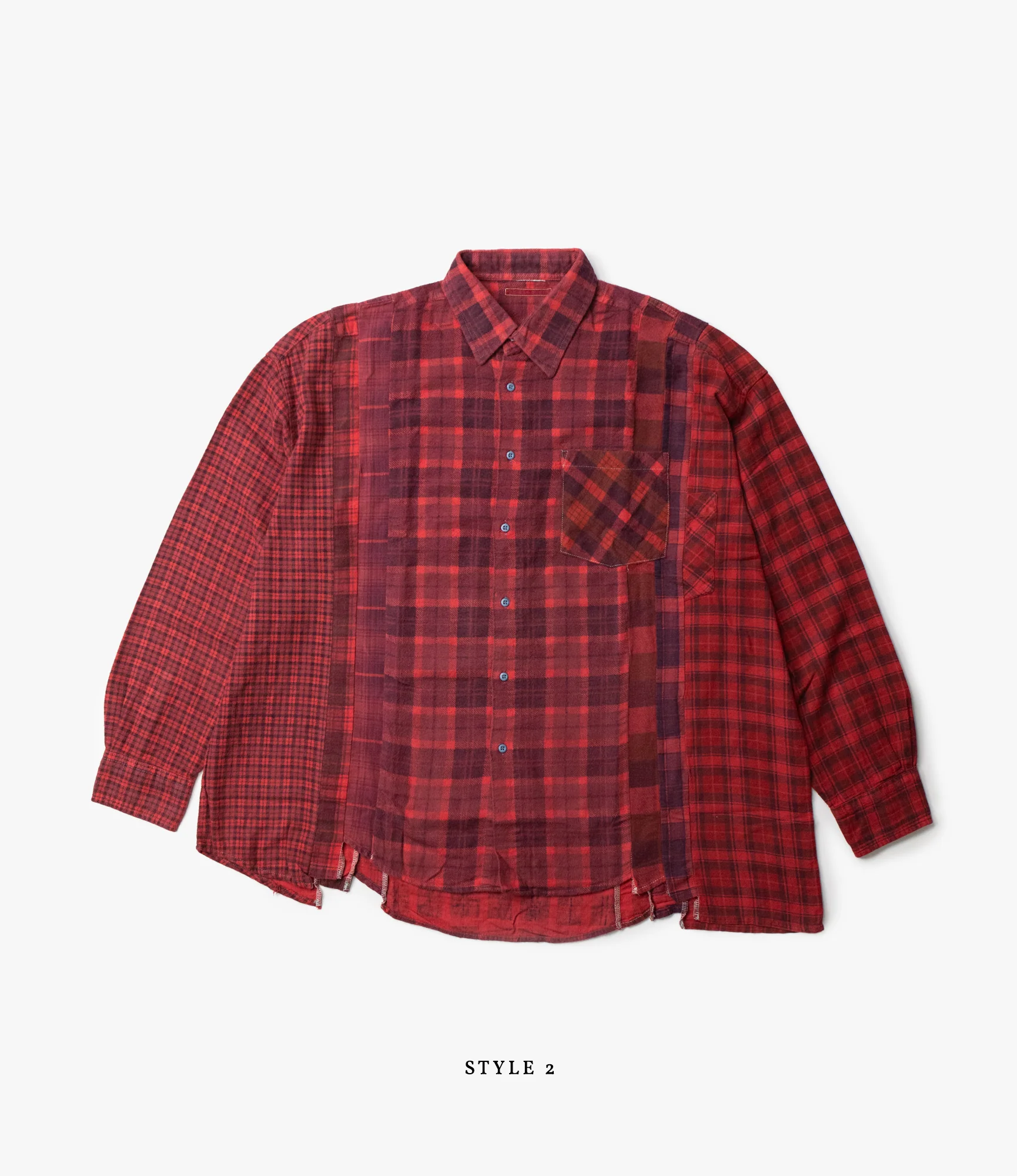 Wide 7 Cuts Shirt – Red Overdyed Flannel - Image 3