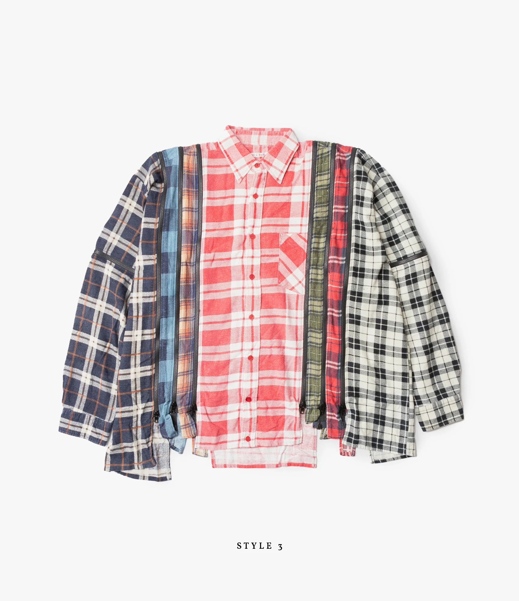 Wide Zipped 7 Cuts Shirt – Assorted Flannel - Image 5