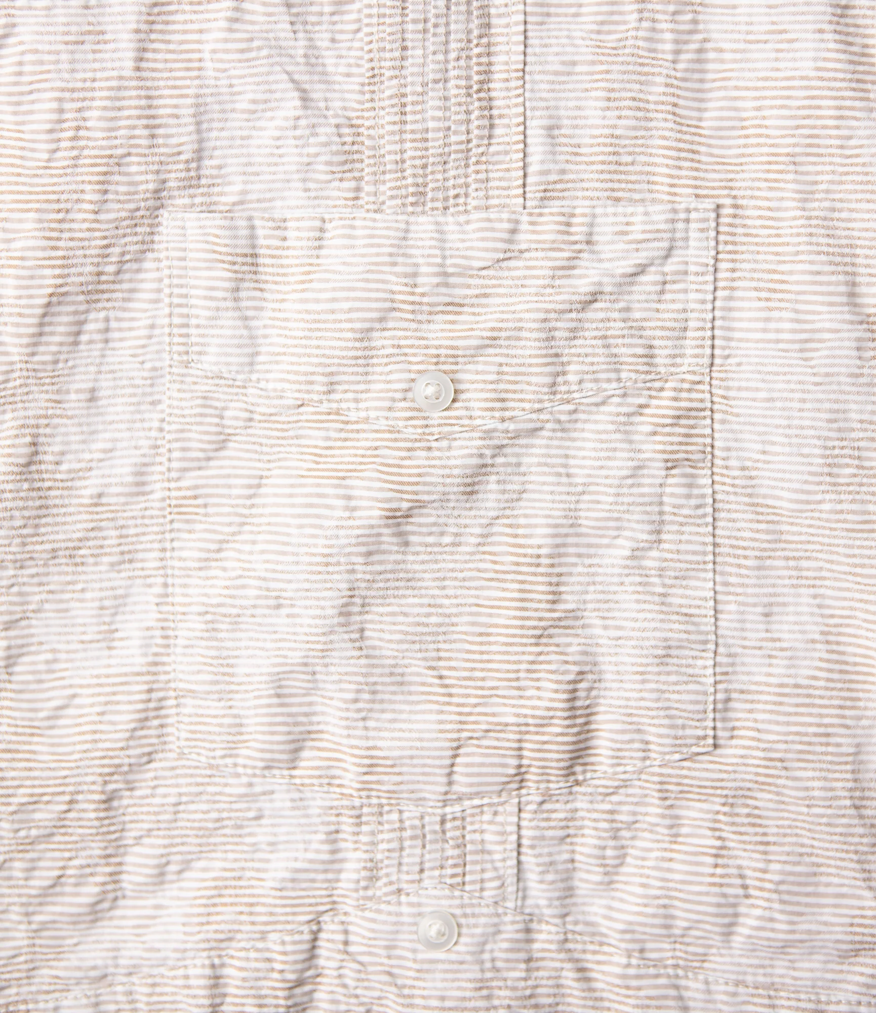 Guayabera Shirt – Khaki Floral Jacquard Striped Dobby - Image 4