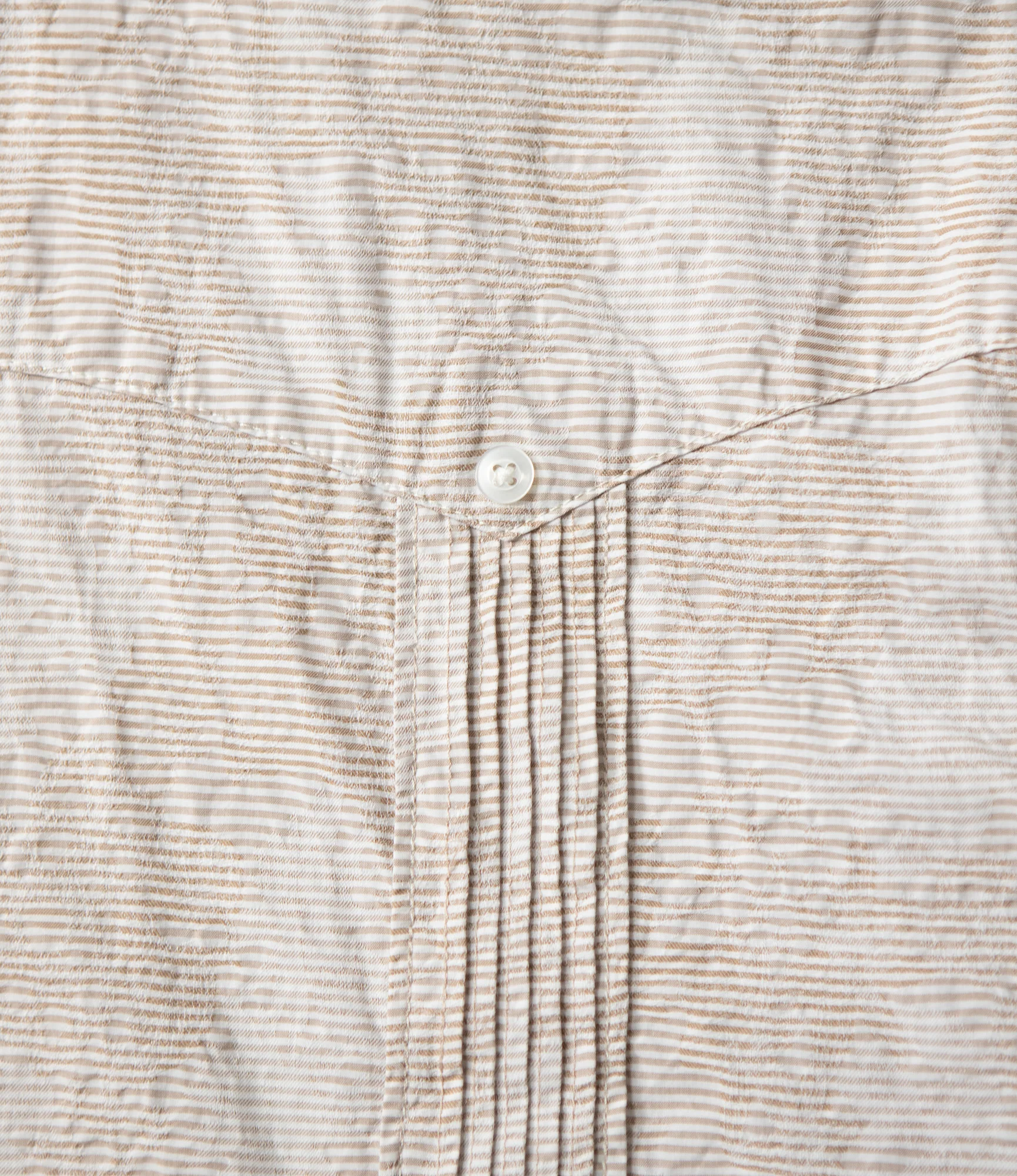 Guayabera Shirt – Khaki Floral Jacquard Striped Dobby - Image 7