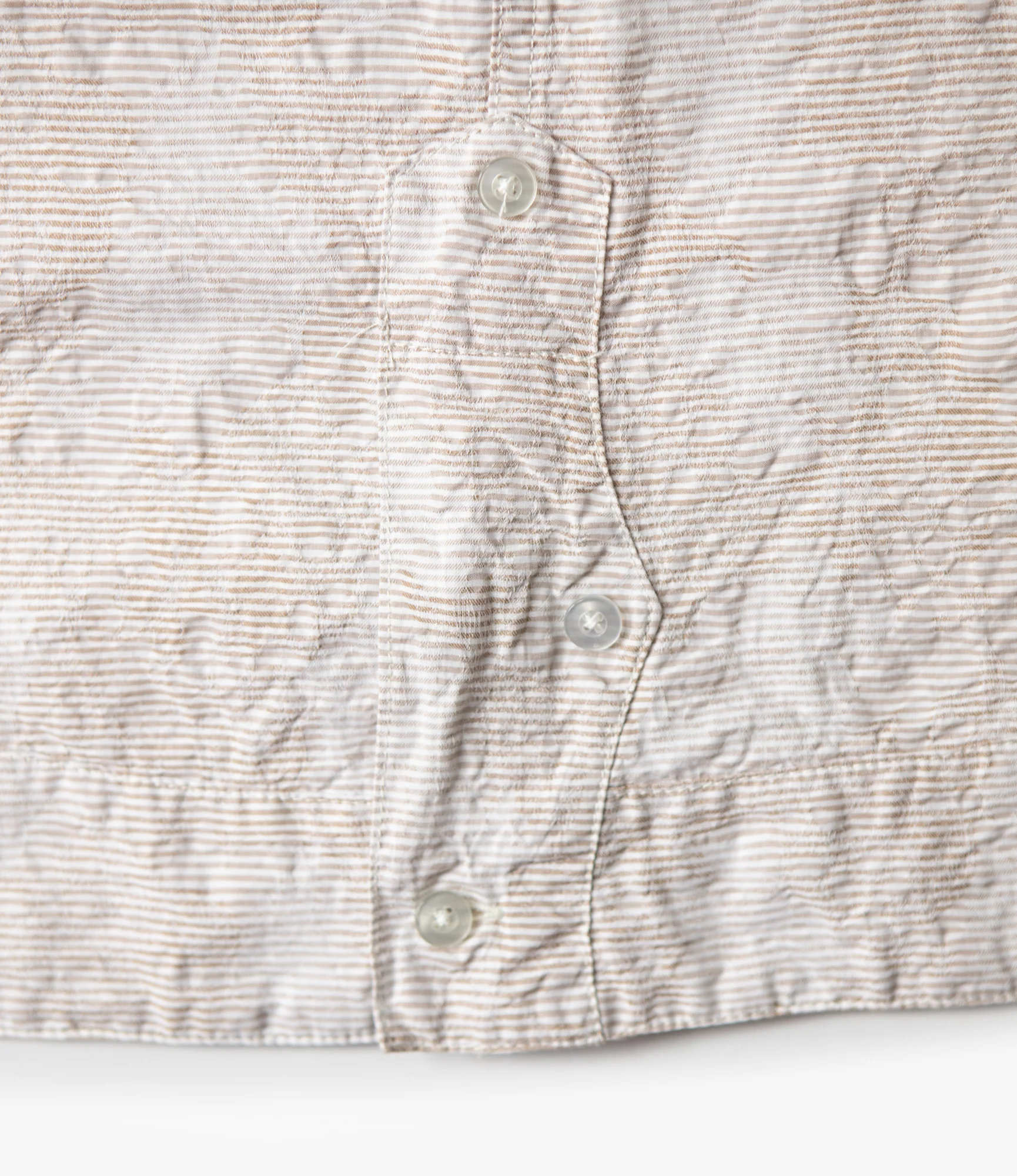 Guayabera Shirt – Khaki Floral Jacquard Striped Dobby - Image 8