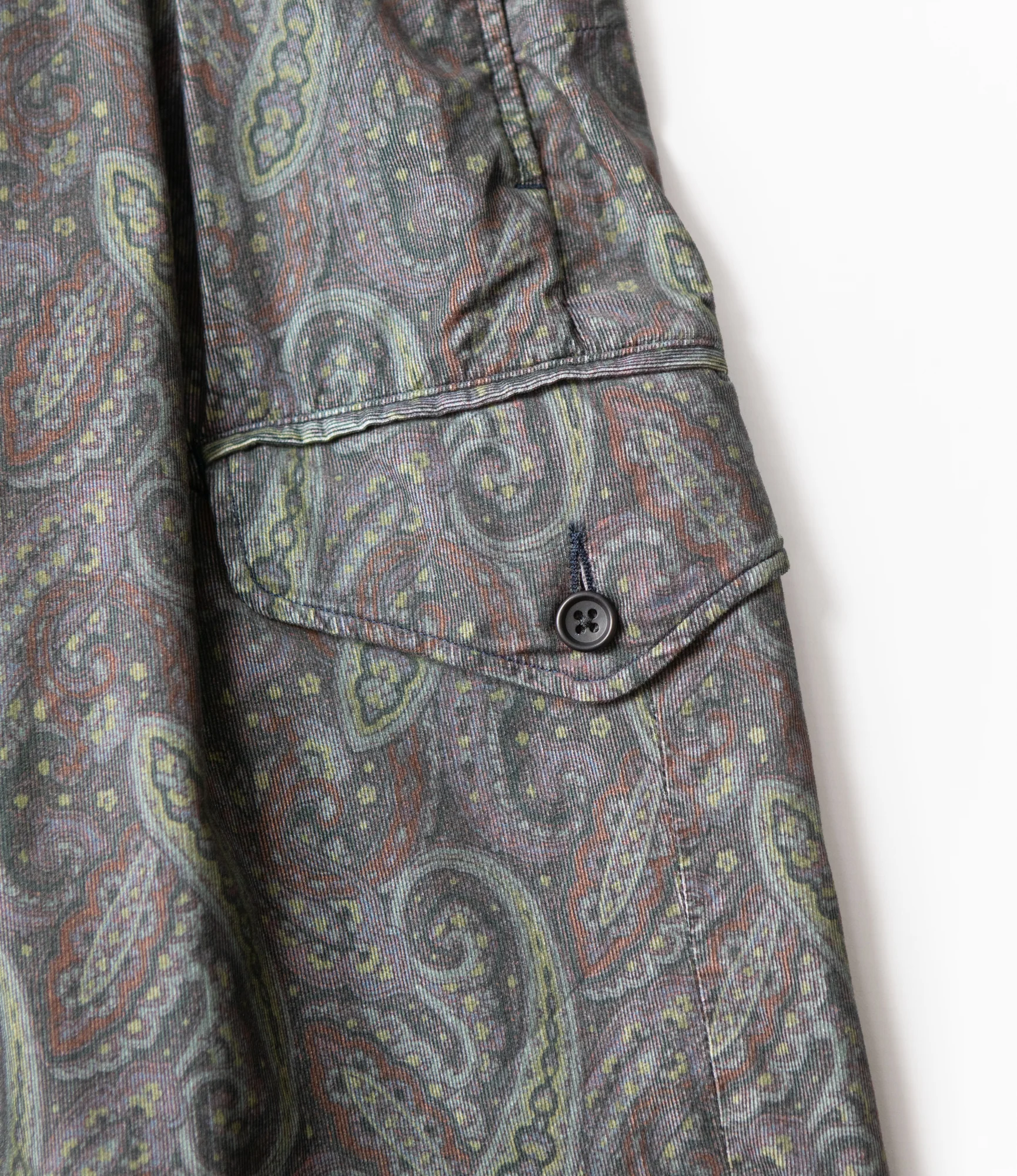 Gurkha Short – Charcoal Paisley Corduroy - Image 3