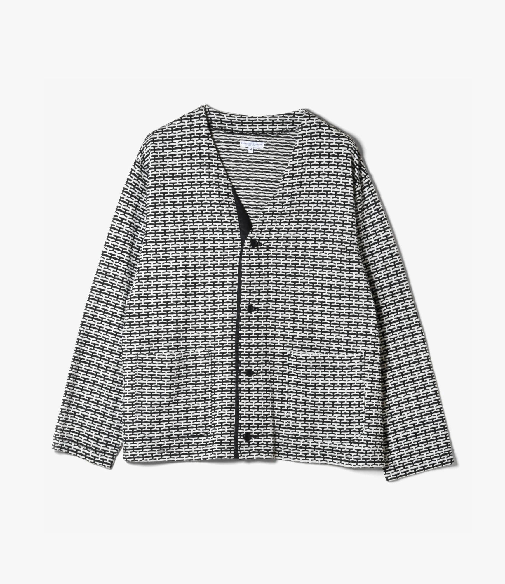 Knit Cardigan – Black/White Horizontal Jacquard