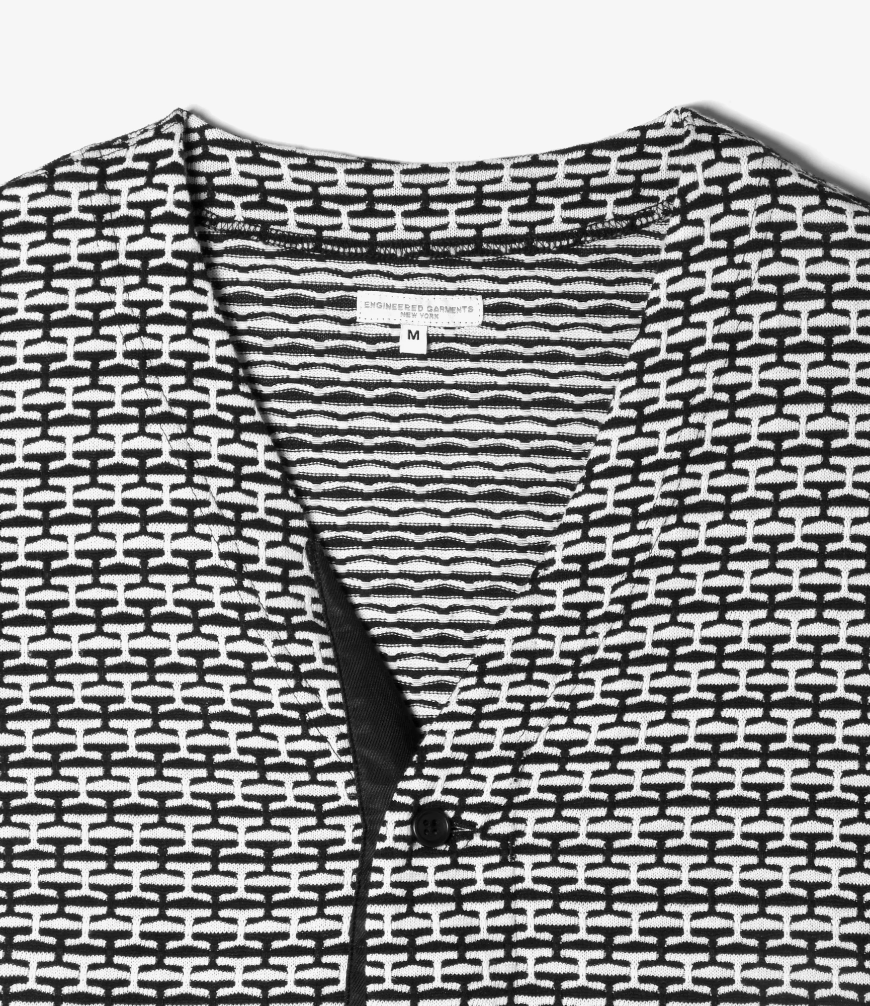 Knit Cardigan – Black/White Horizontal Jacquard - Image 2